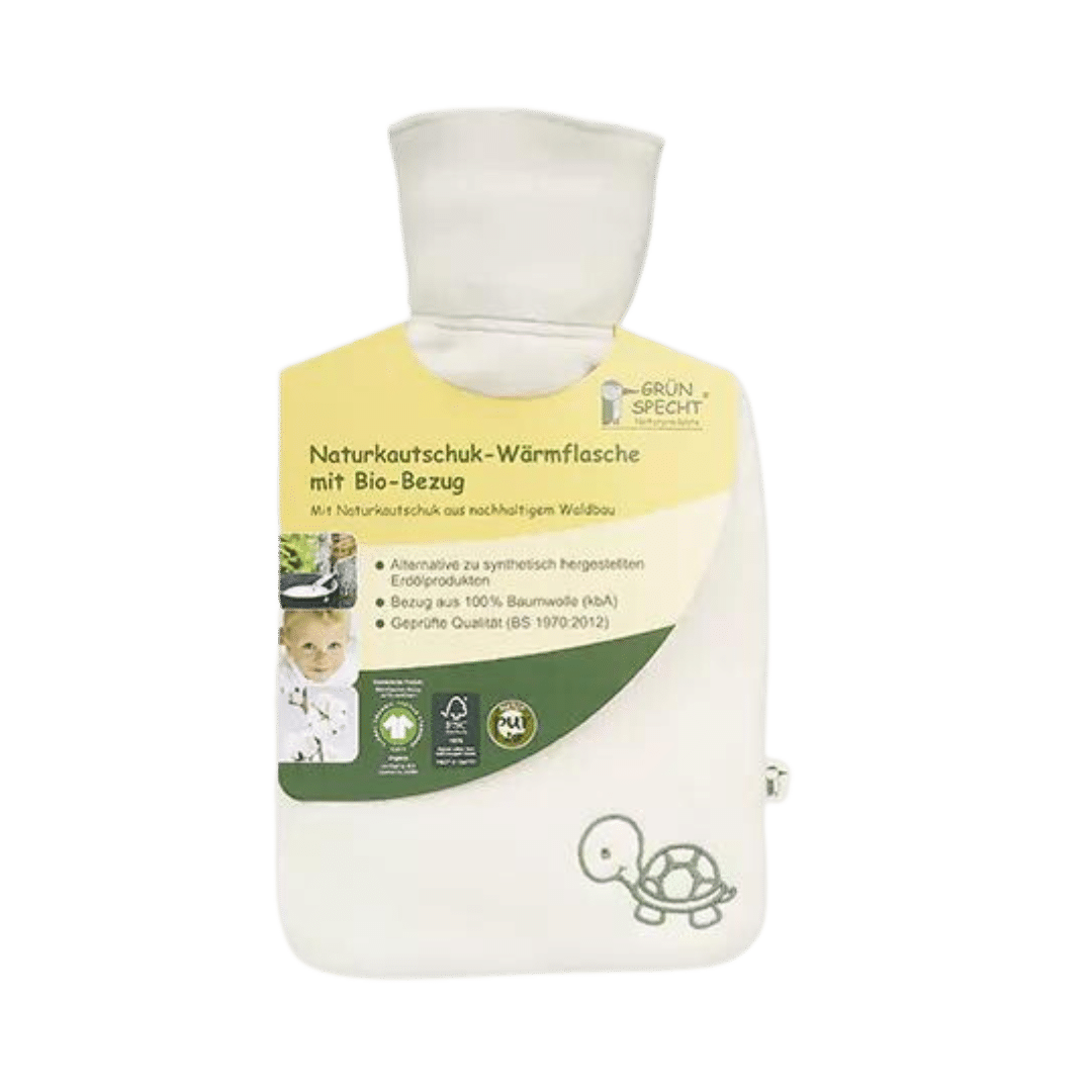 Grünspecht Naturkautschuk-Wärmflasche mit Bio-Bezug 0,6l – Bild 2