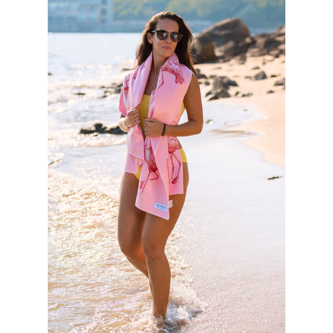 NAYAVITA Funktionelles Öko-Strandtuch Flamingo – Bild 5