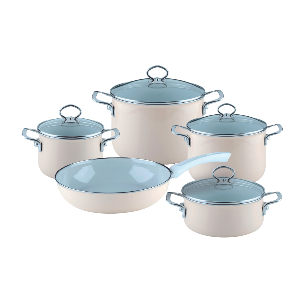 Riess NOUVELLE Emaille Kochgeschirr-Set 5-tlg