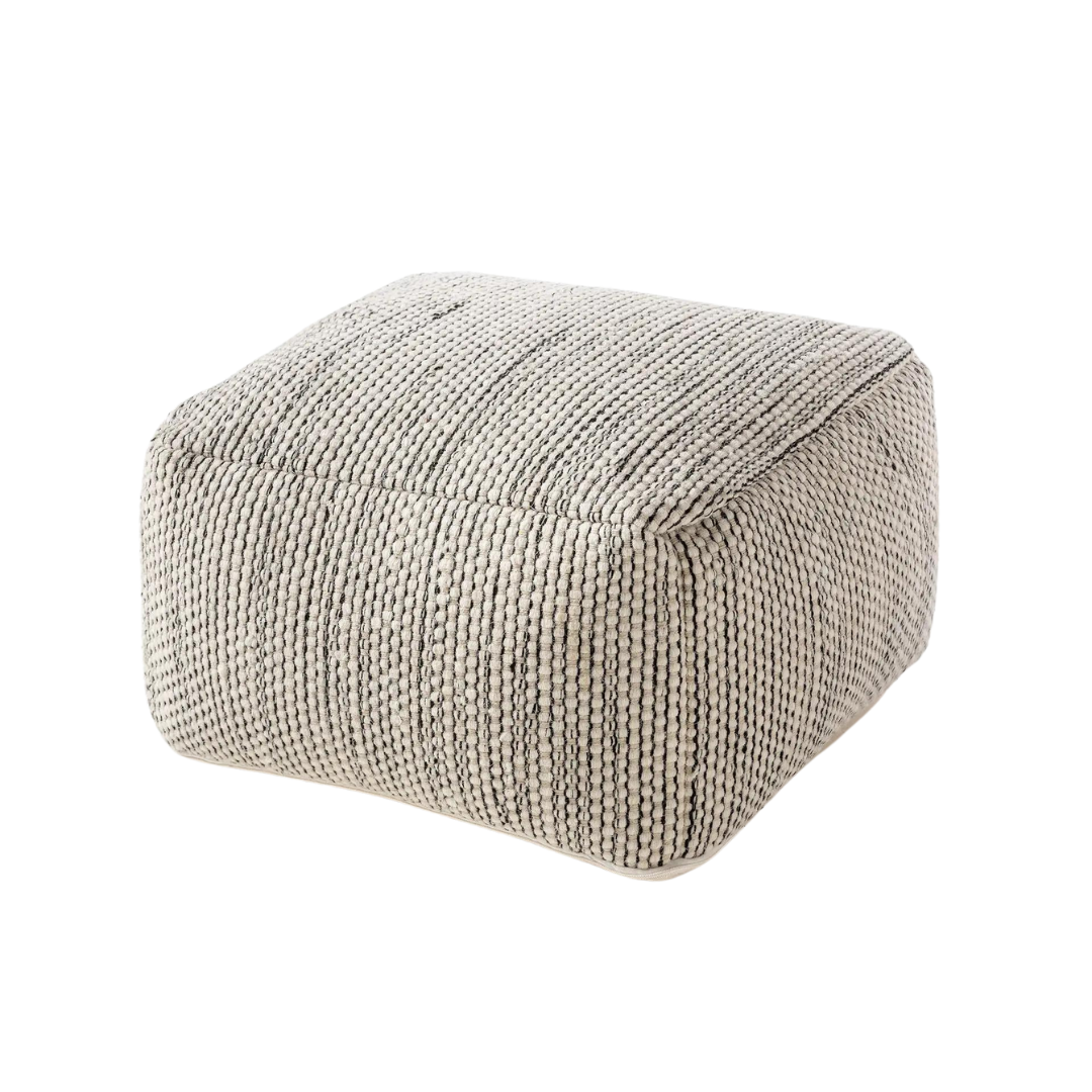 benuta Handgefertigter Woll-Pouf Rocco rechteckig