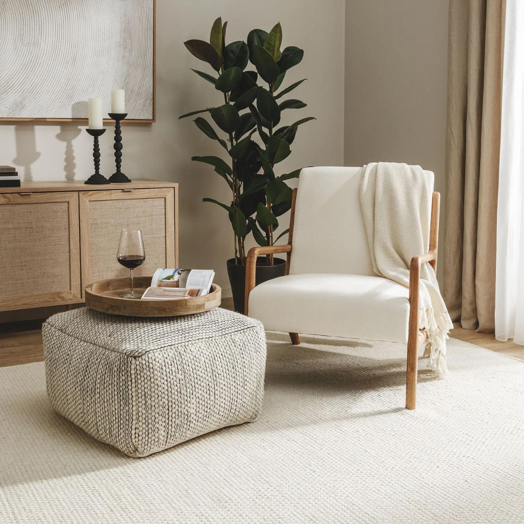 benuta Handgefertigter Woll-Pouf Rocco rechteckig – Bild 3