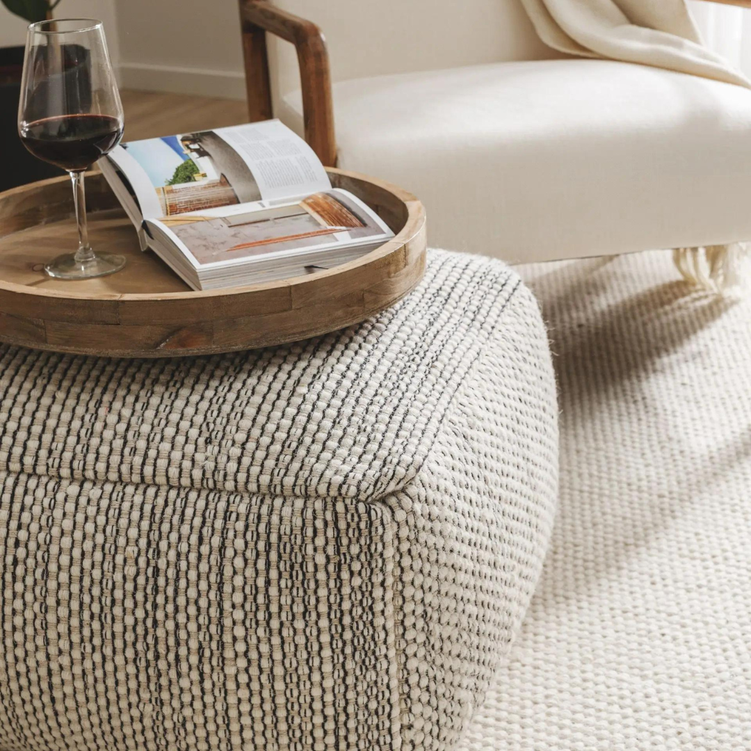 benuta Handgefertigter Woll-Pouf Rocco rechteckig – Bild 8