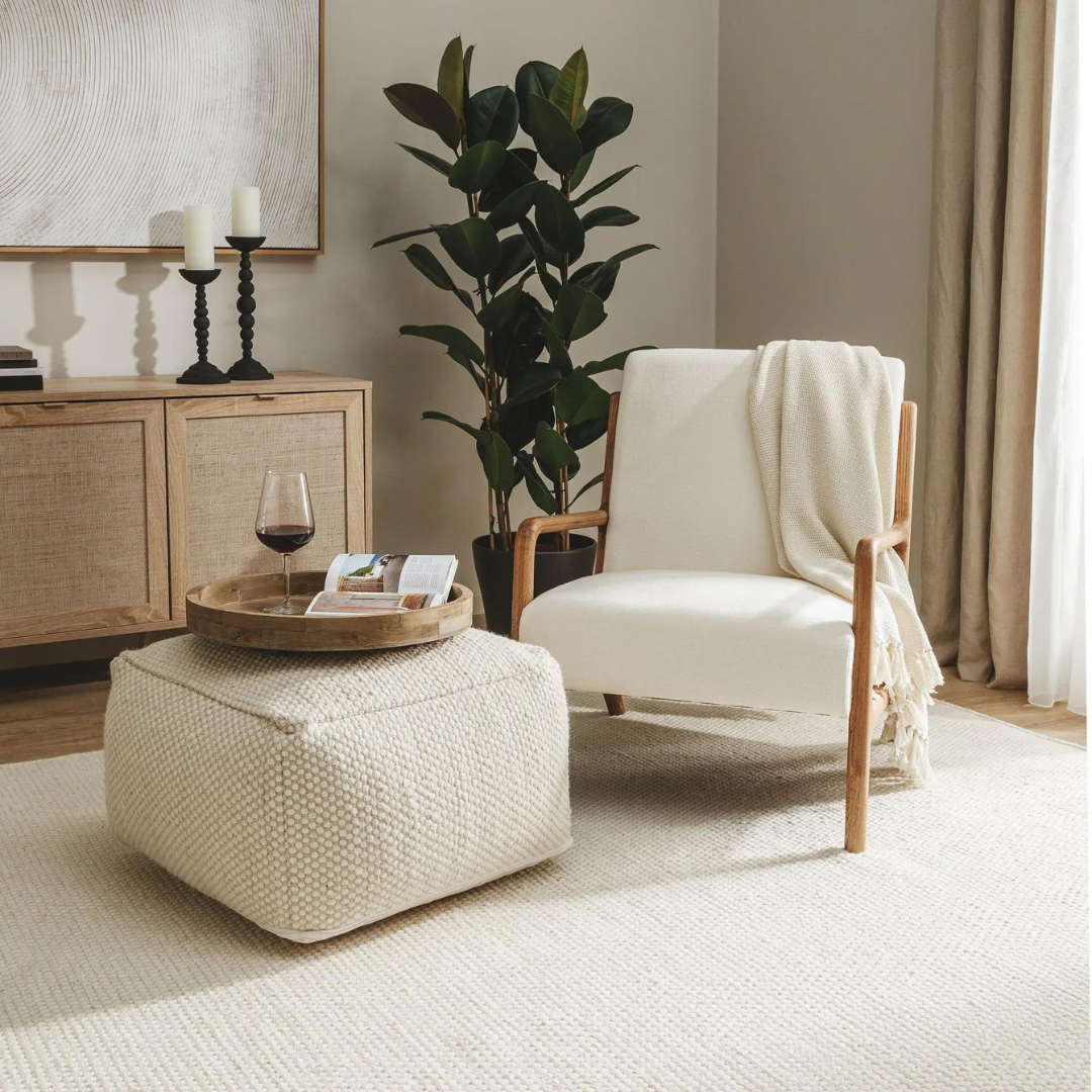 benuta Handgefertigter Woll-Pouf Rocco rechteckig – Bild 7