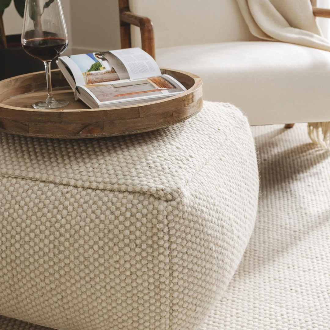 benuta Handgefertigter Woll-Pouf Rocco rechteckig – Bild 4
