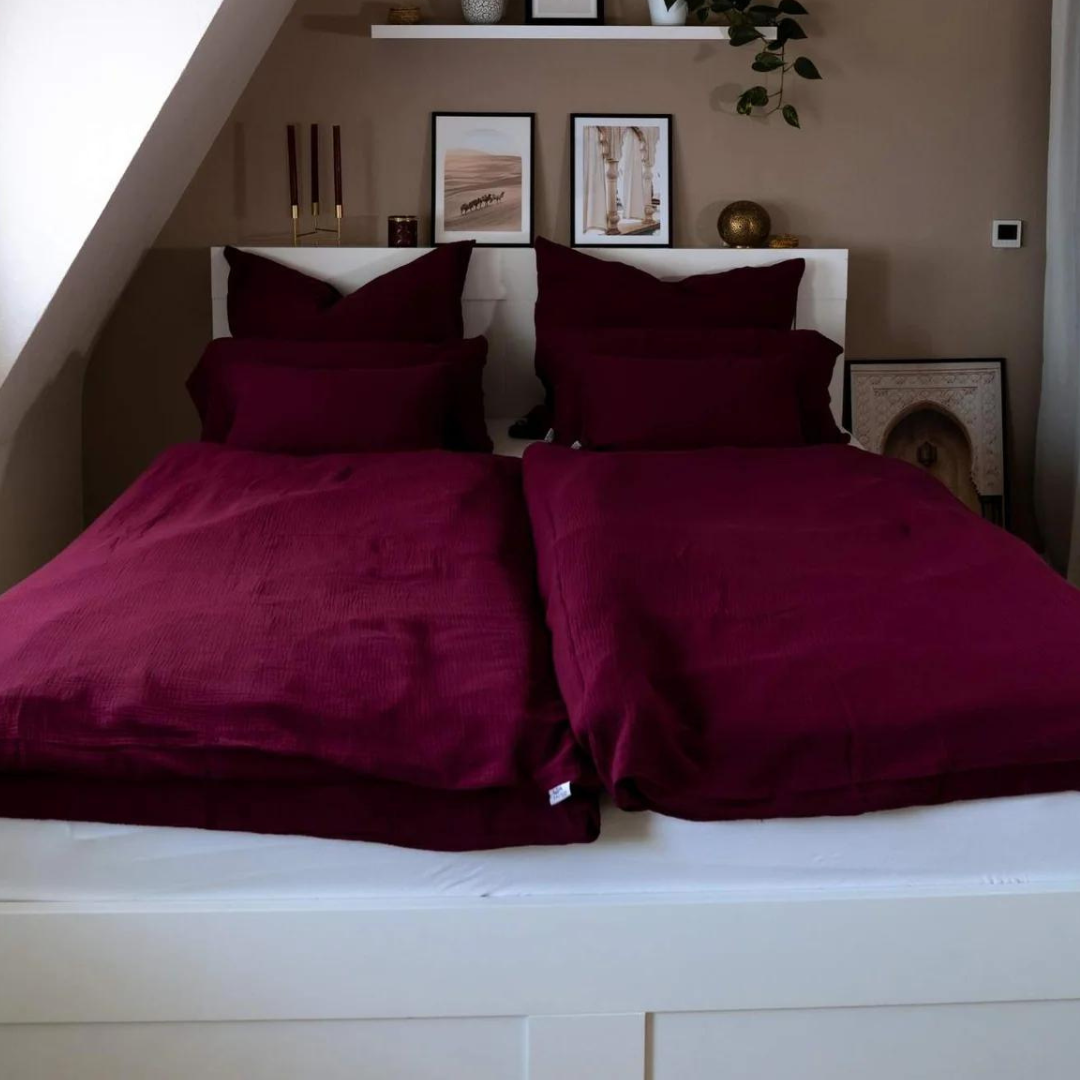 Musselin Bettwäsche Eliane Red Violet – Bild 2