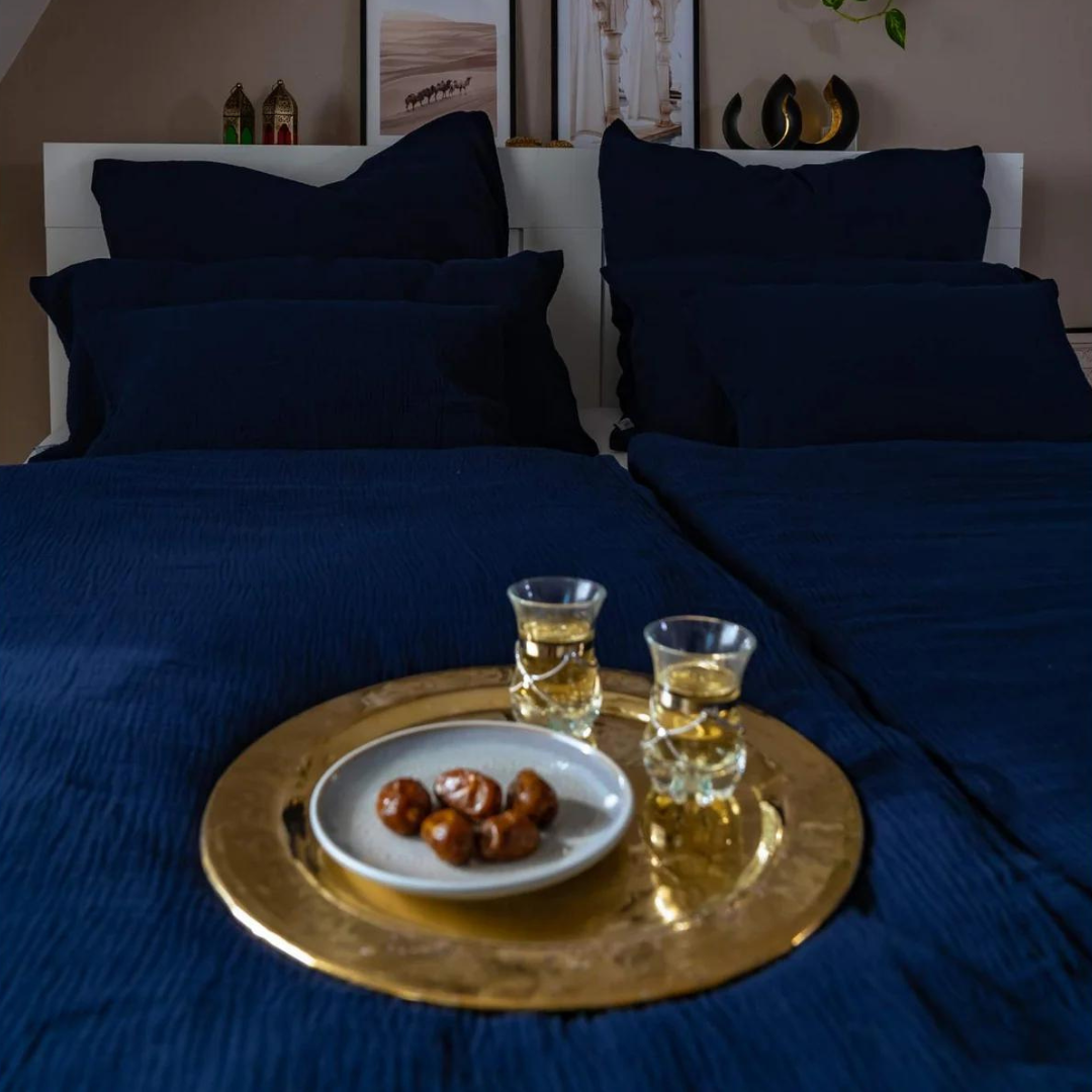 Musselin Bettwäsche Eliane Midnight Blue – Bild 3