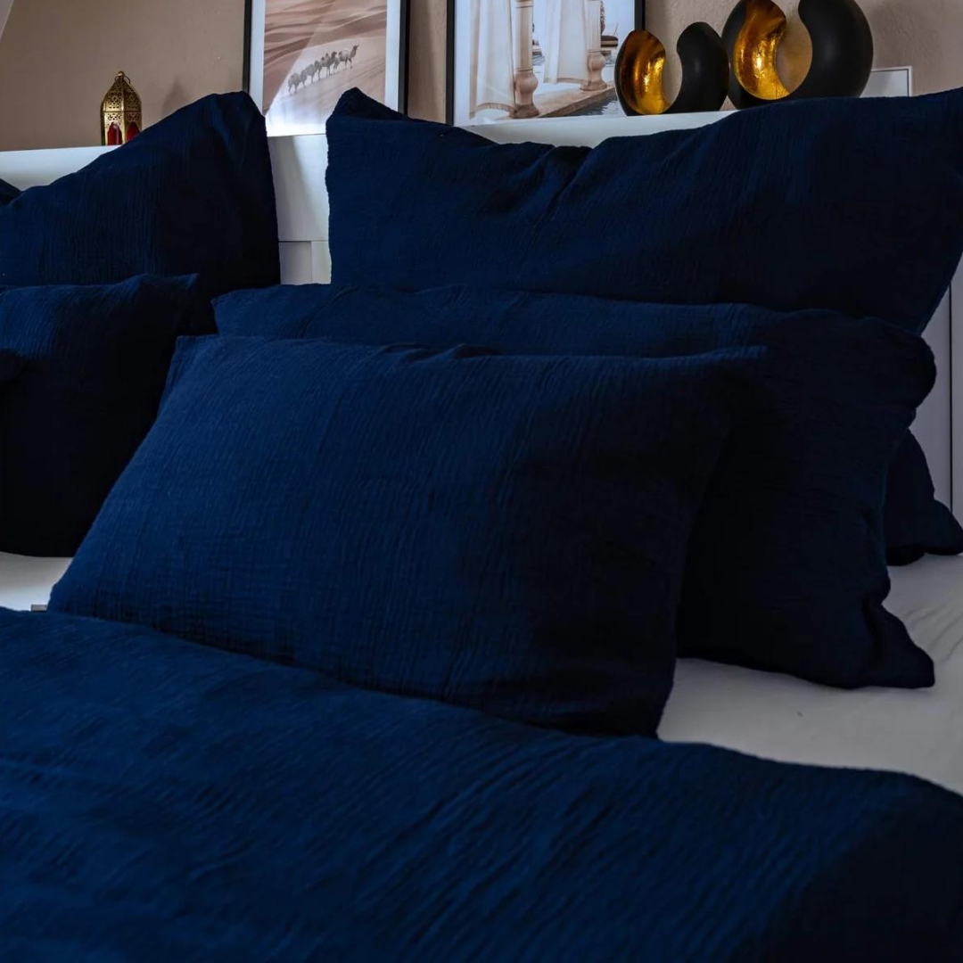 Musselin Bettwäsche Eliane Midnight Blue – Bild 4