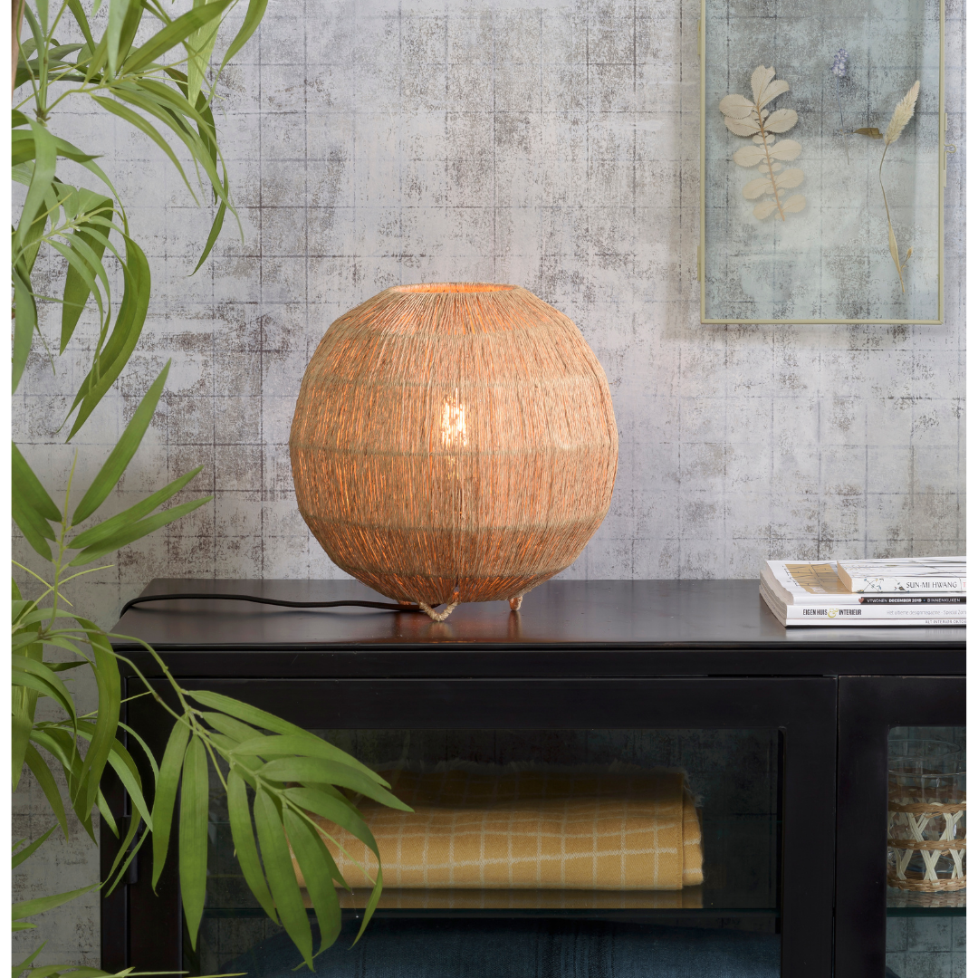 Tischlampe Iguazu Jute Globus 25x25