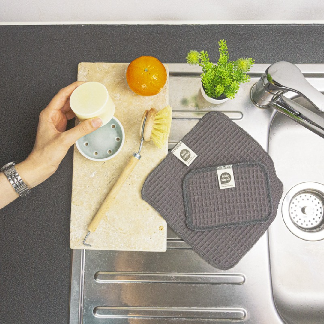 hello simple Zero Waste Spülschwamm grau Bio-Baumwolle – Bild 2