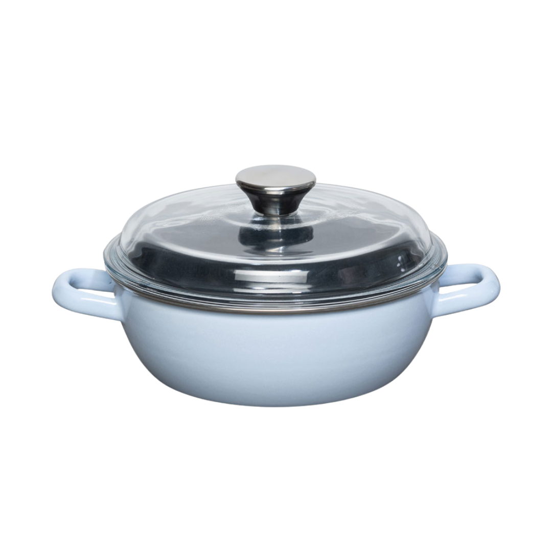 Riess Sky Blue Schmorpfanne mit Glasdeckel