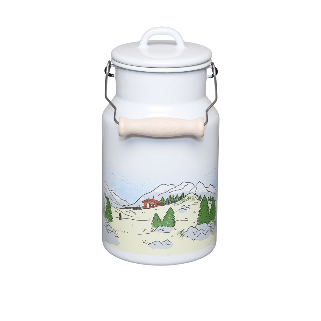 Landlust Milk Churn with Enamel Lid and Wooden Handle