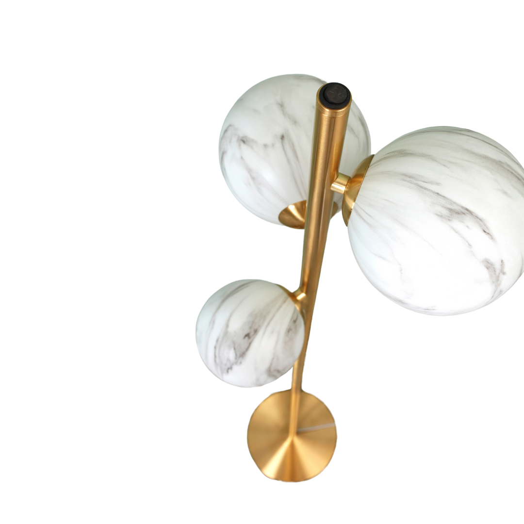 Floor lamp Iron Carrara 3-globe Marble print