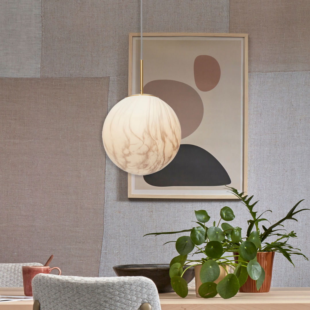 Carrara Globe Marble Print Pendant Light