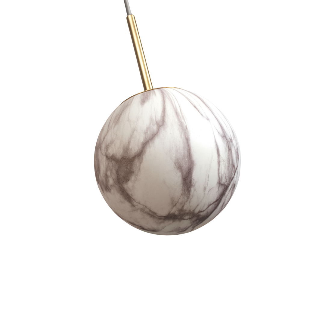 Carrara Globe Marble Print Pendant Light