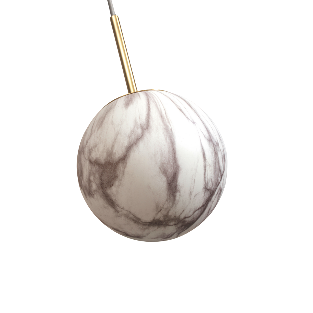 Carrara Globe Marble Print Pendant Light