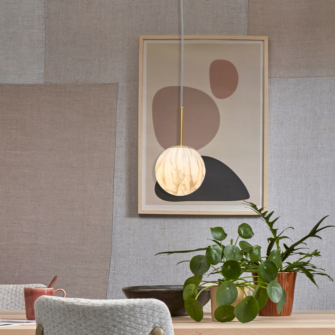 Carrara Globe Marble Print Pendant Light