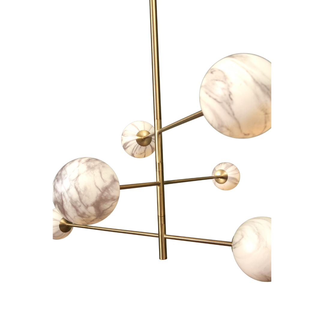 Pendant lamp Carrara 3-arm marble print