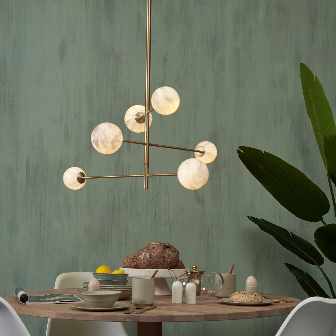 Pendant lamp Carrara 3-arm marble print