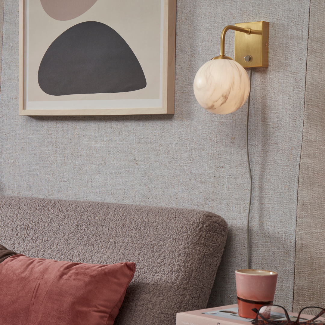 Wall light Glass-Iron Carrara Marble Print