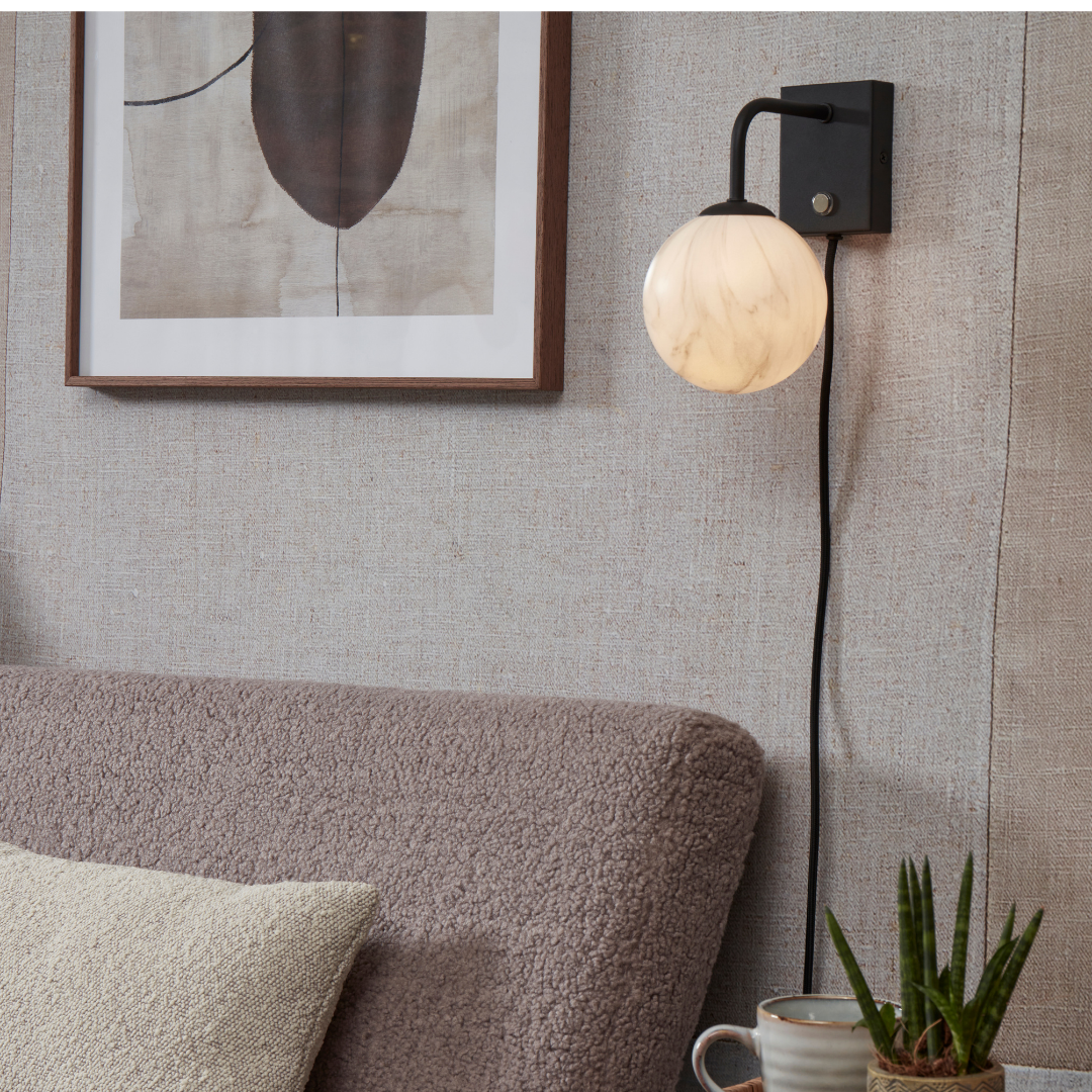 Wall light Glass-Iron Carrara Marble Print
