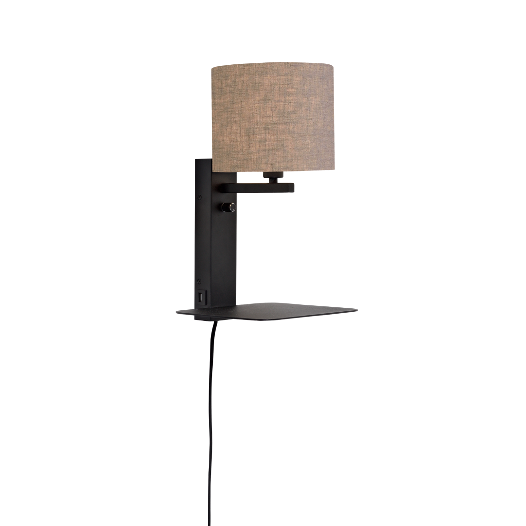 Wall Lamp Florence Brett+USB+Shade 18x15 cm