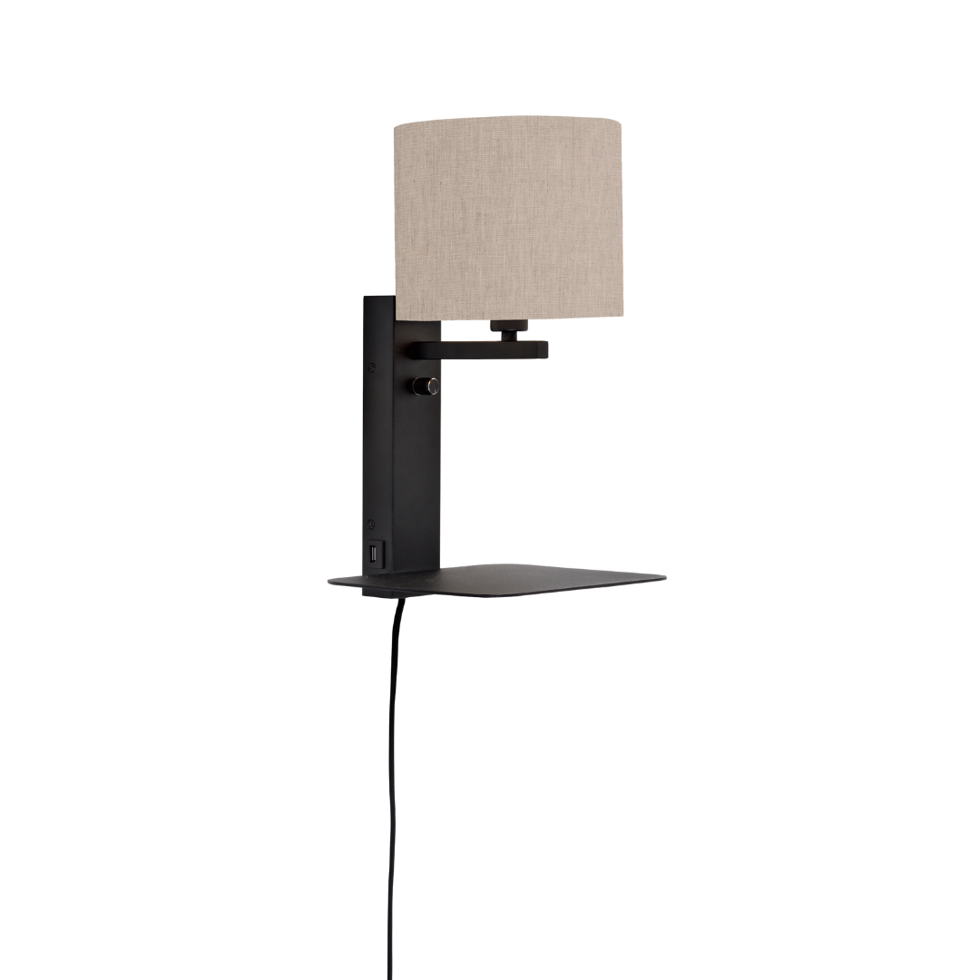 Wall Lamp Florence Brett+USB+Shade 18x15 cm