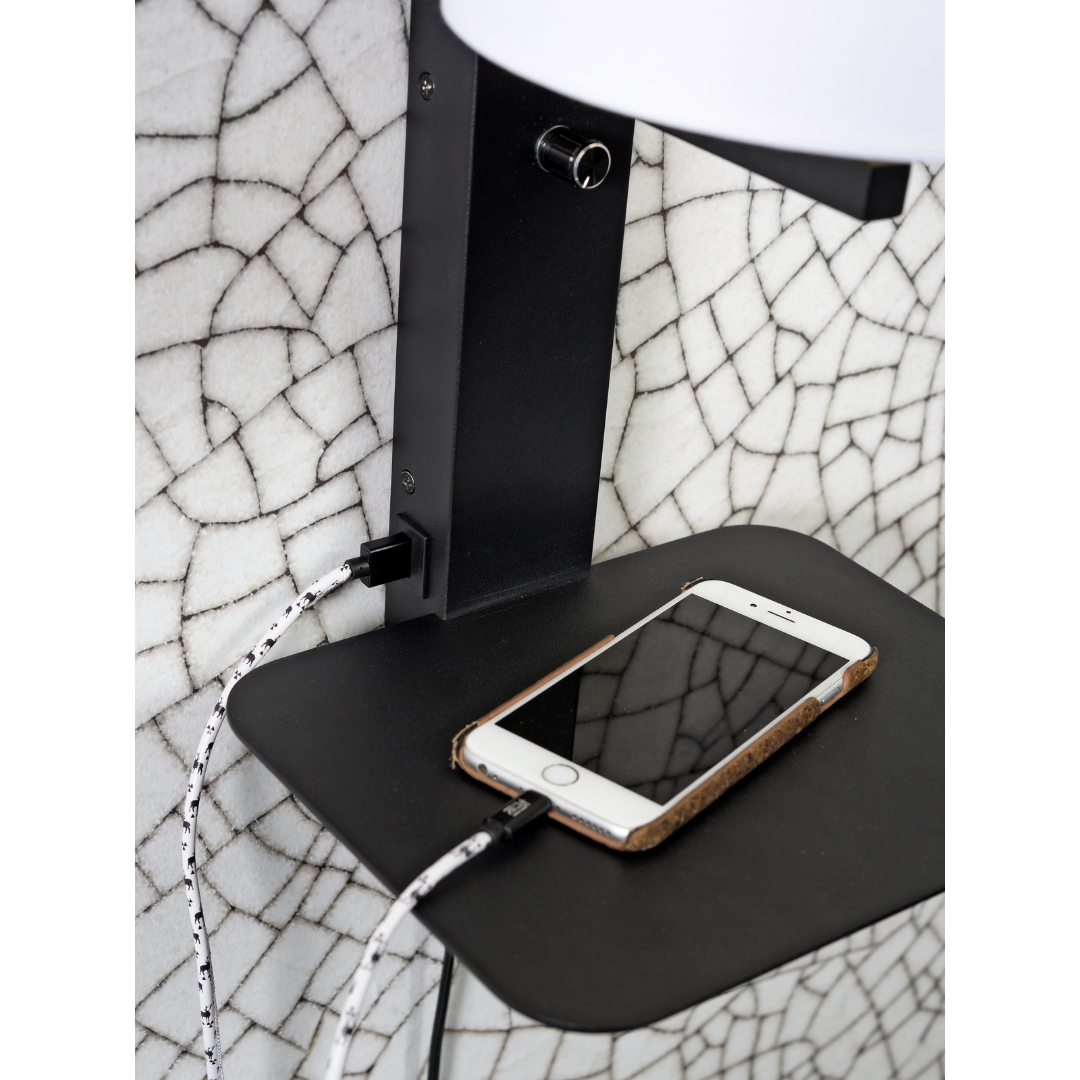 Wall Lamp Florence Brett+USB+Shade 18x15 cm