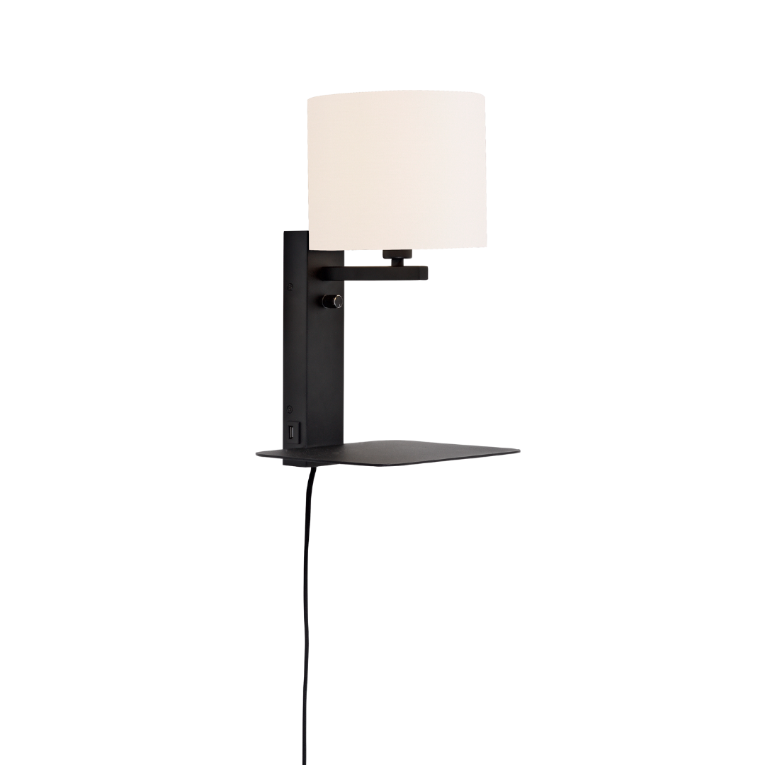 Wall Lamp Florence Brett+USB+Shade 18x15 cm