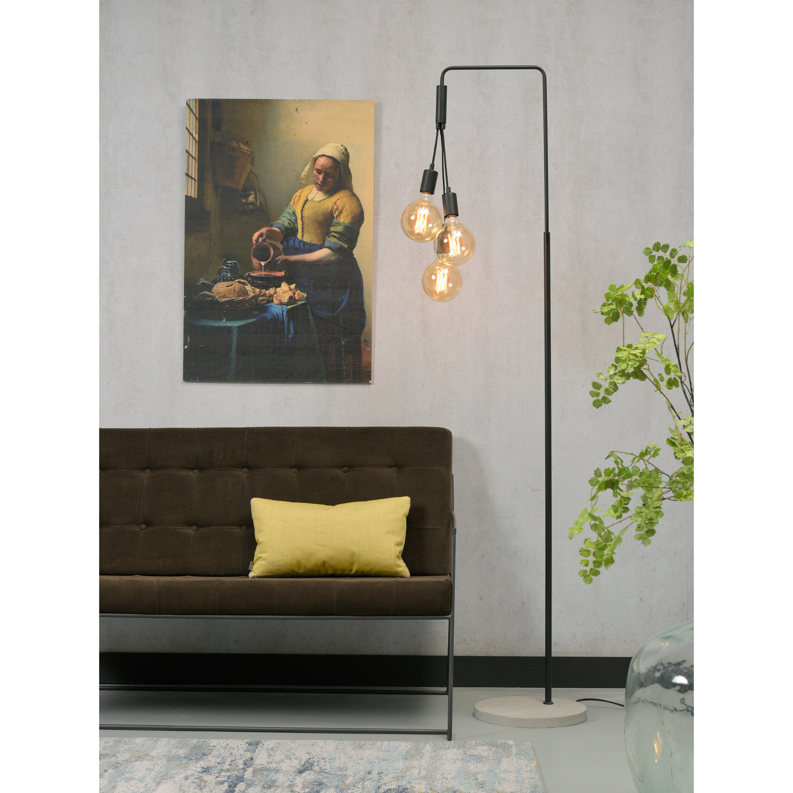 Oslo Iron and Cement Floor Lamp for 3 Bulbs