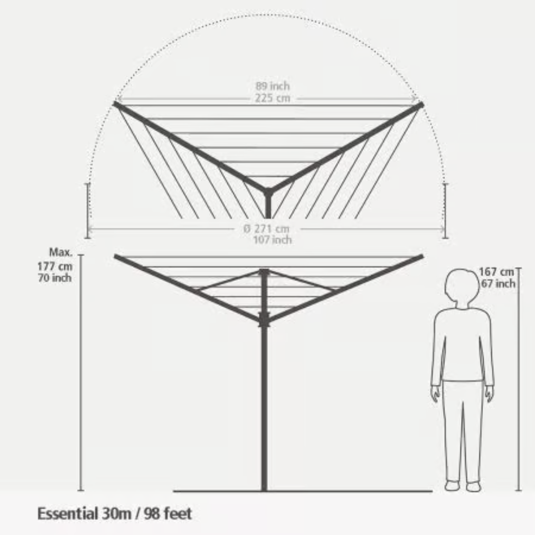 Brabantia Wäschespinne Essential 30m - 3 Arme – Bild 4