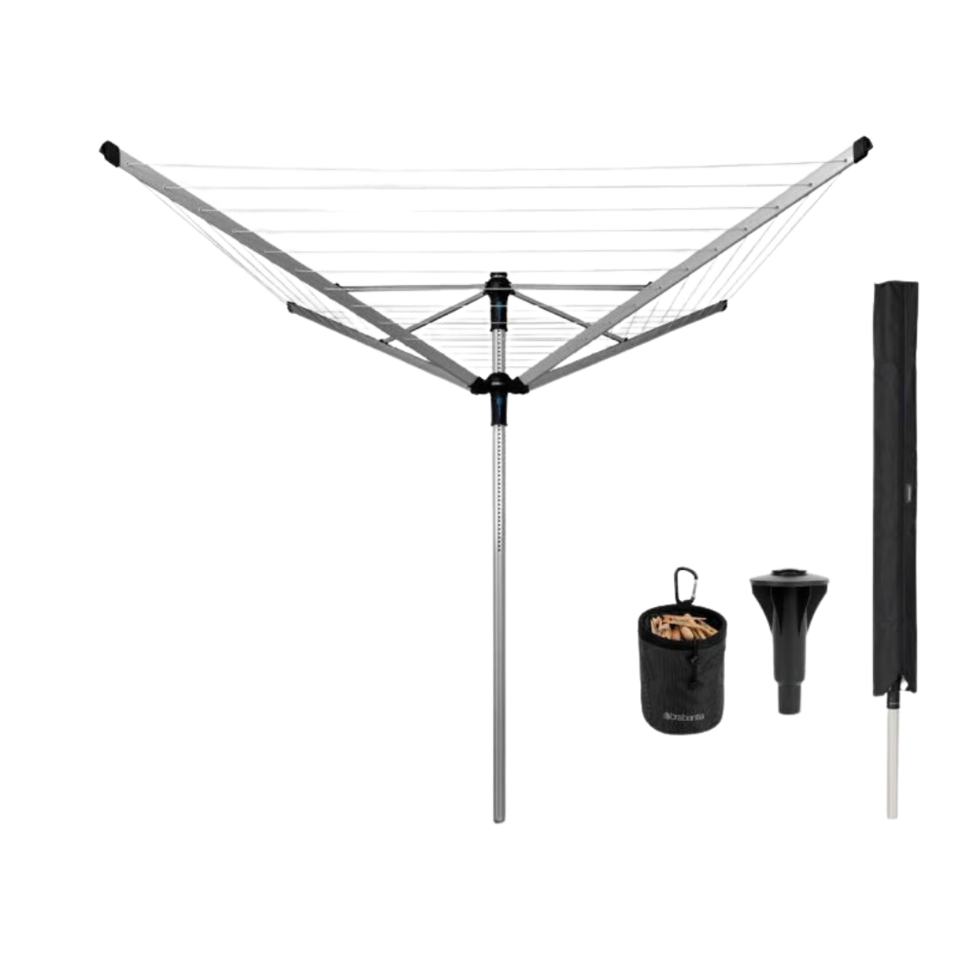 Brabantia Wäschespinne Lift-O-Matic Advance 50m mit Kunststoff-Bodenhülse 100222