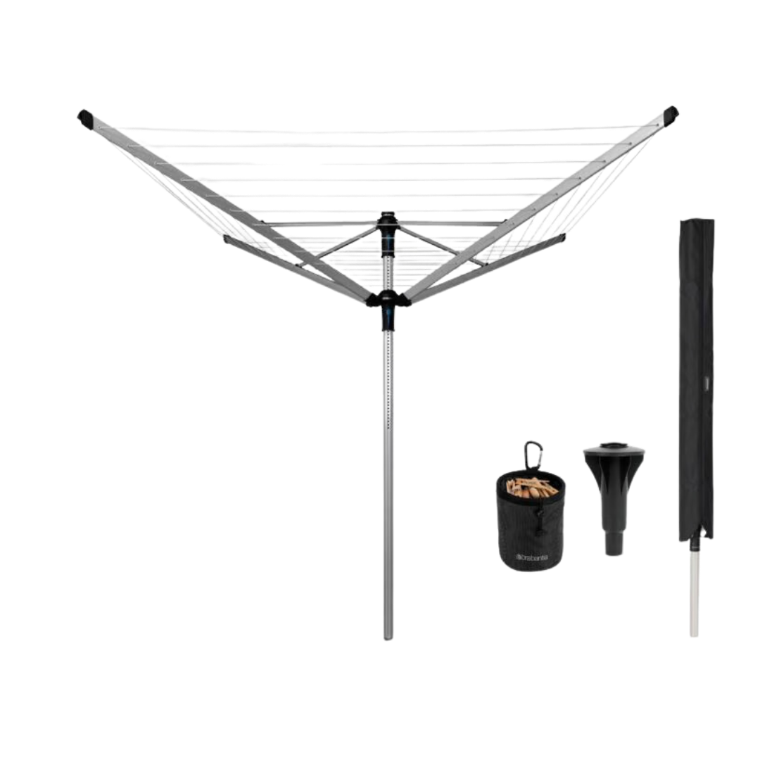Brabantia Wäschespinne Lift-O-Matic Advance 60m mit Kunststoff-Bodenhülse 100260