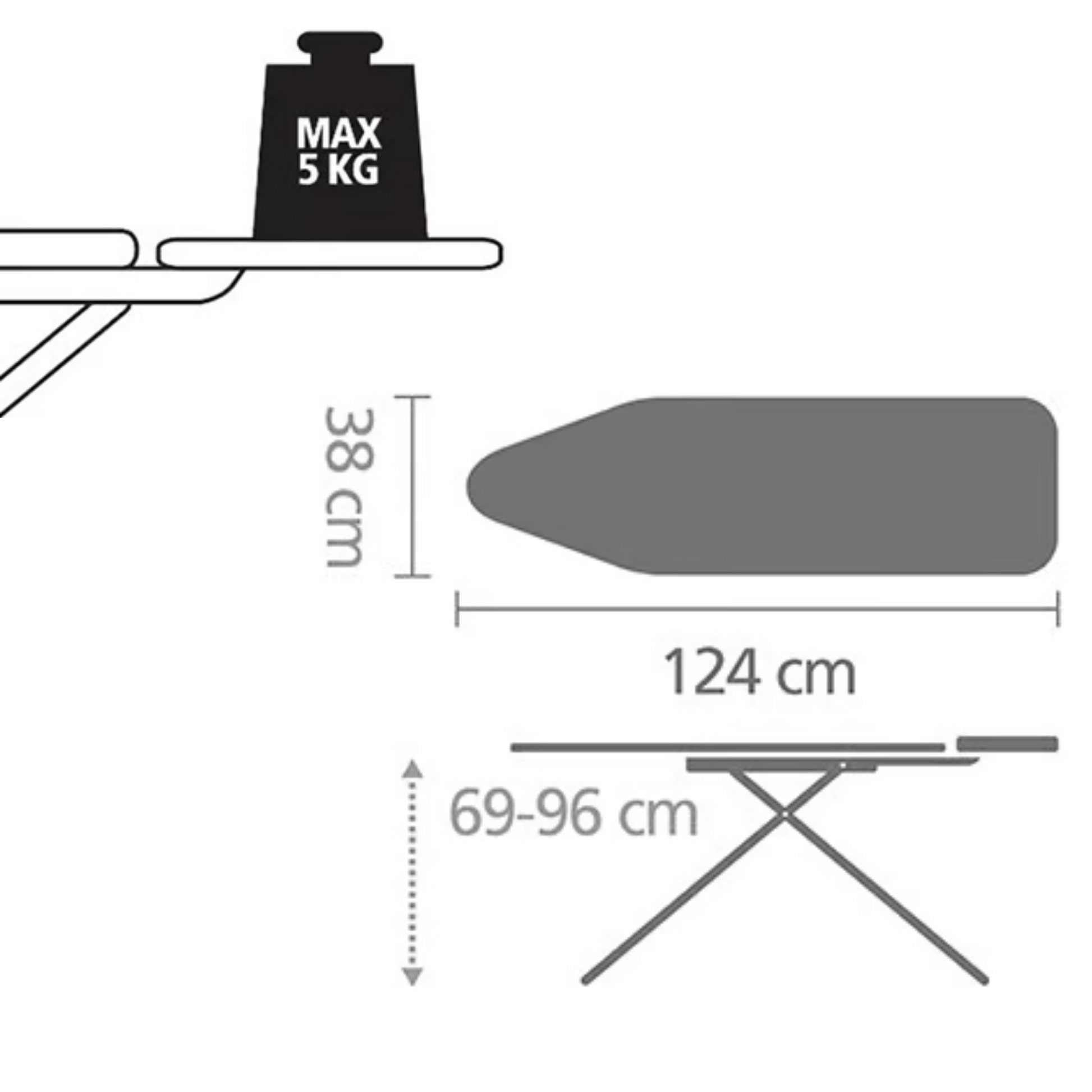 Brabantia Streckmetall-Bügeltisch Gr.B 124x38cm – Bild 4