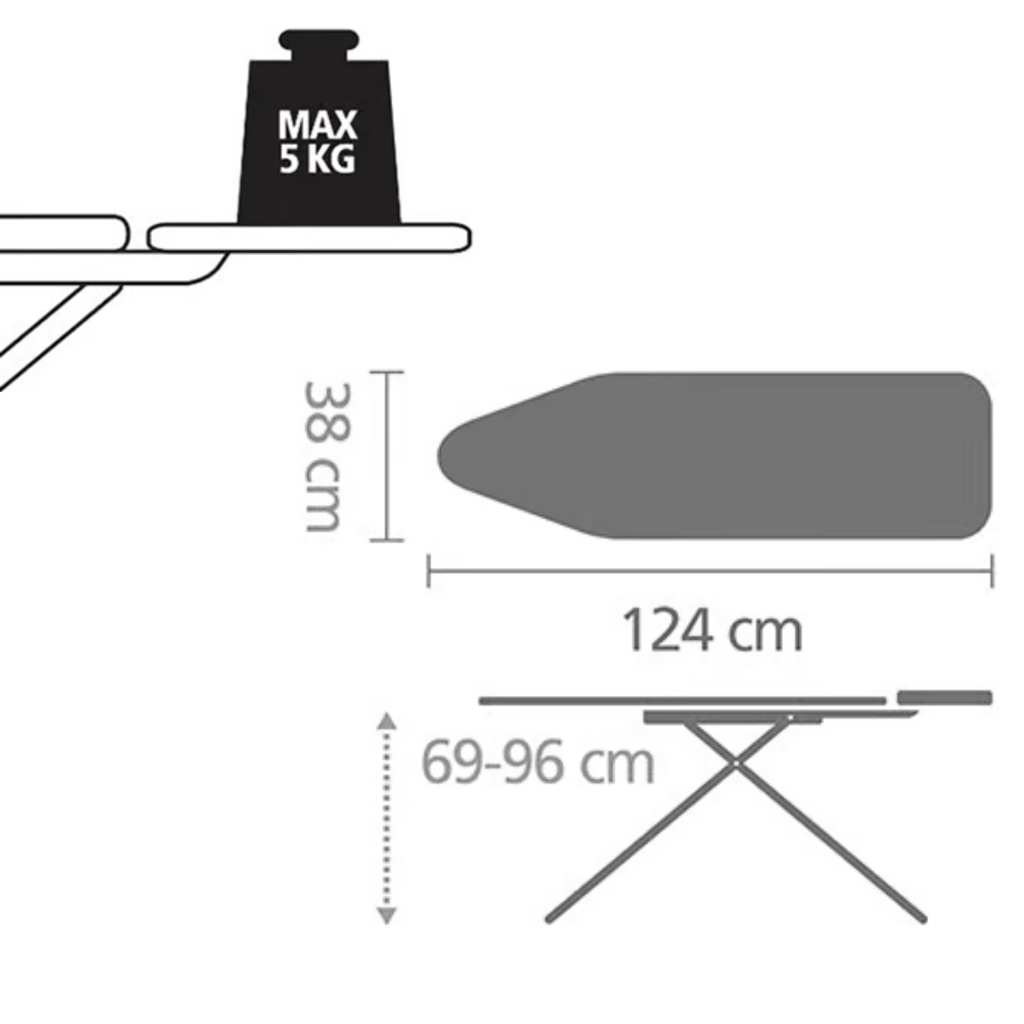 Brabantia Streckmetall-Bügeltisch Gr.B 124x38cm – Bild 4