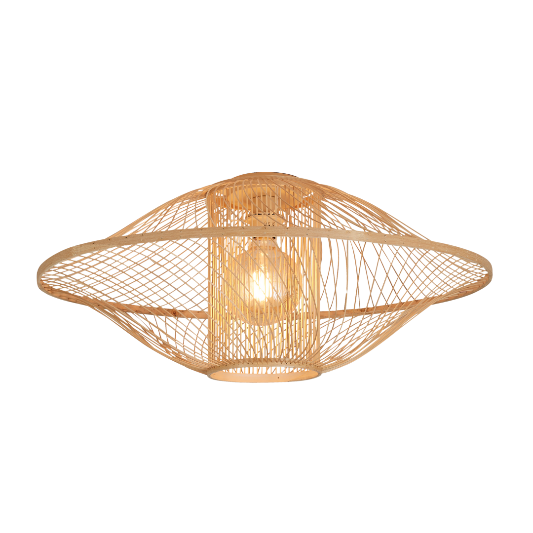 Ein Bild aus dem Taiga Store von taiga.green. Eine Deckenlampe Maui mit einem Bambusschirm, ø70xh.30cm L. Jetzt bestellen im Eco Shop von www.taiga.green. Hier nachhaltig einkaufen mit dem Taiga Eco Rating