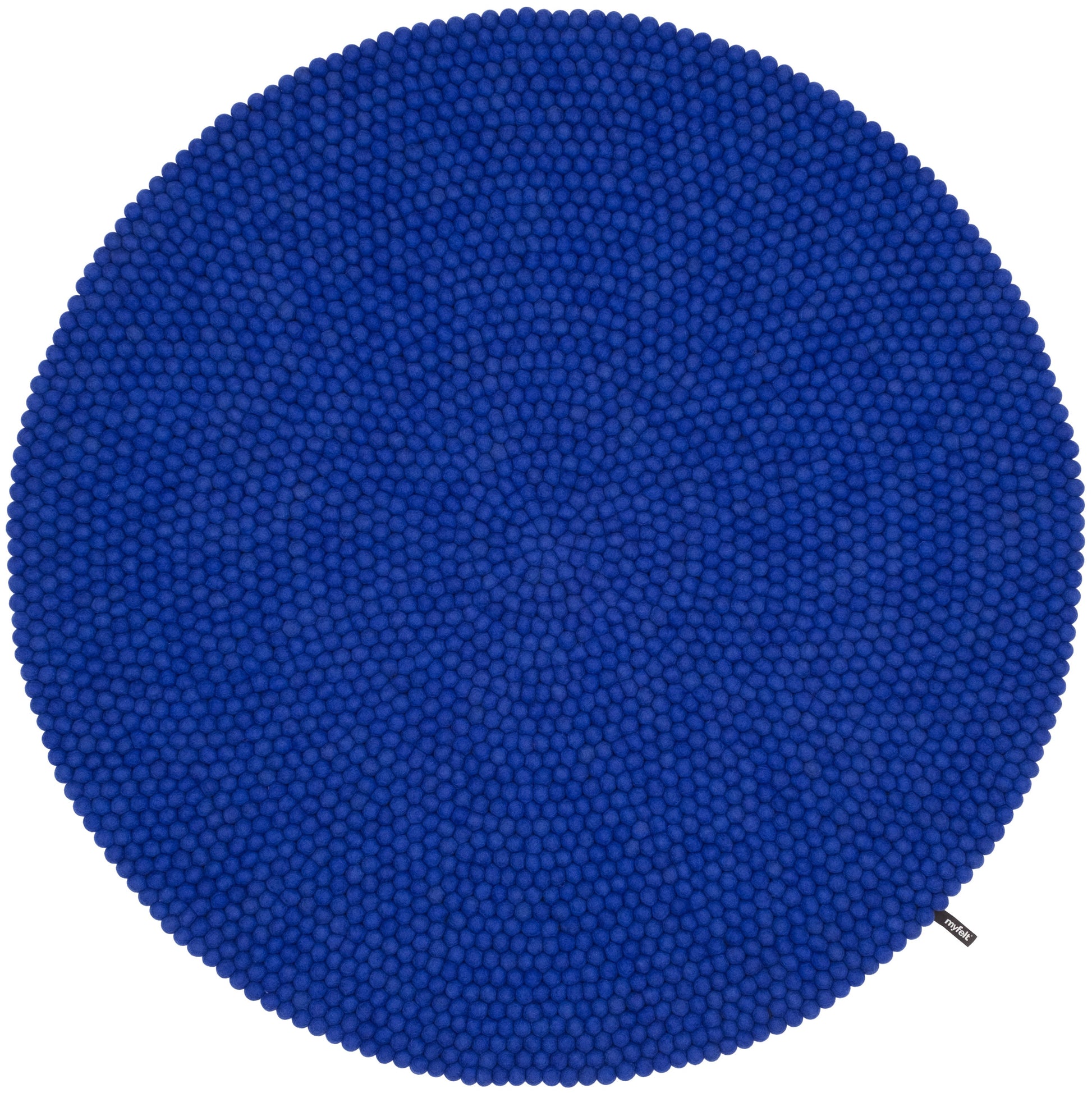 myfelt Isa Filzkugelteppich Blau aus Schurwolle