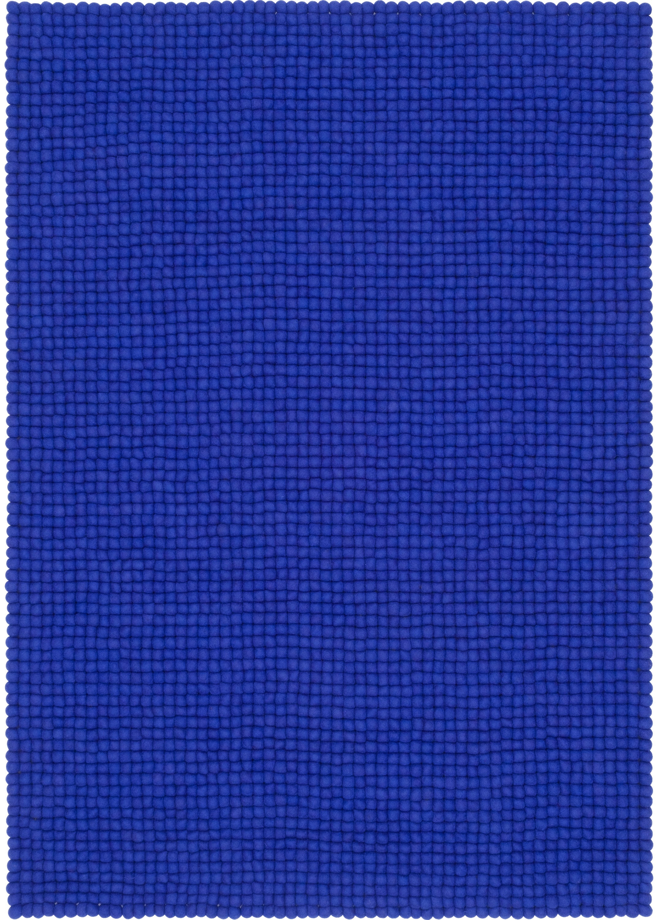 myfelt Isa Filzkugelteppich Blau aus Schurwolle