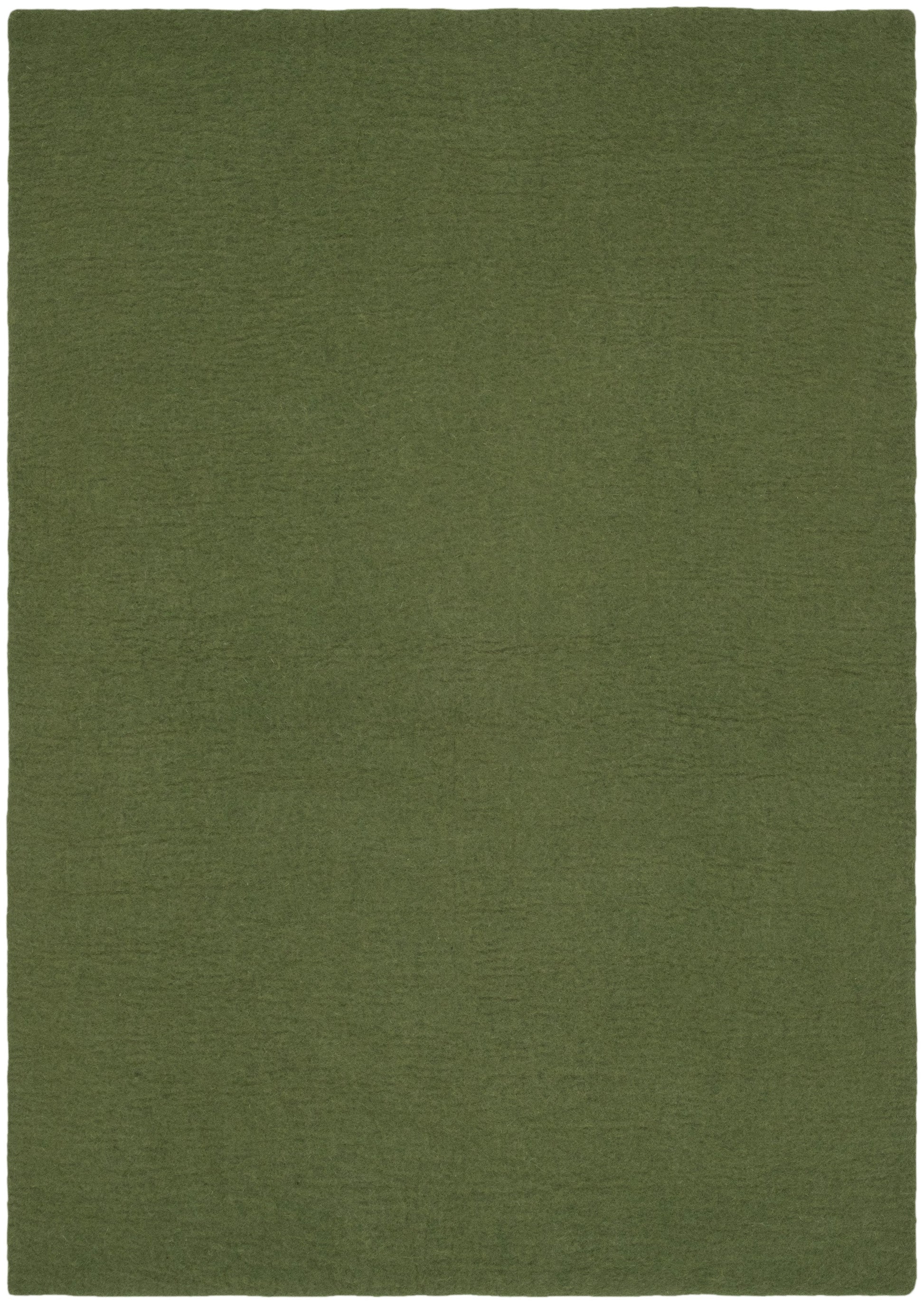 myfelt Jost Filzkugelteppich Grün aus Schurwolle