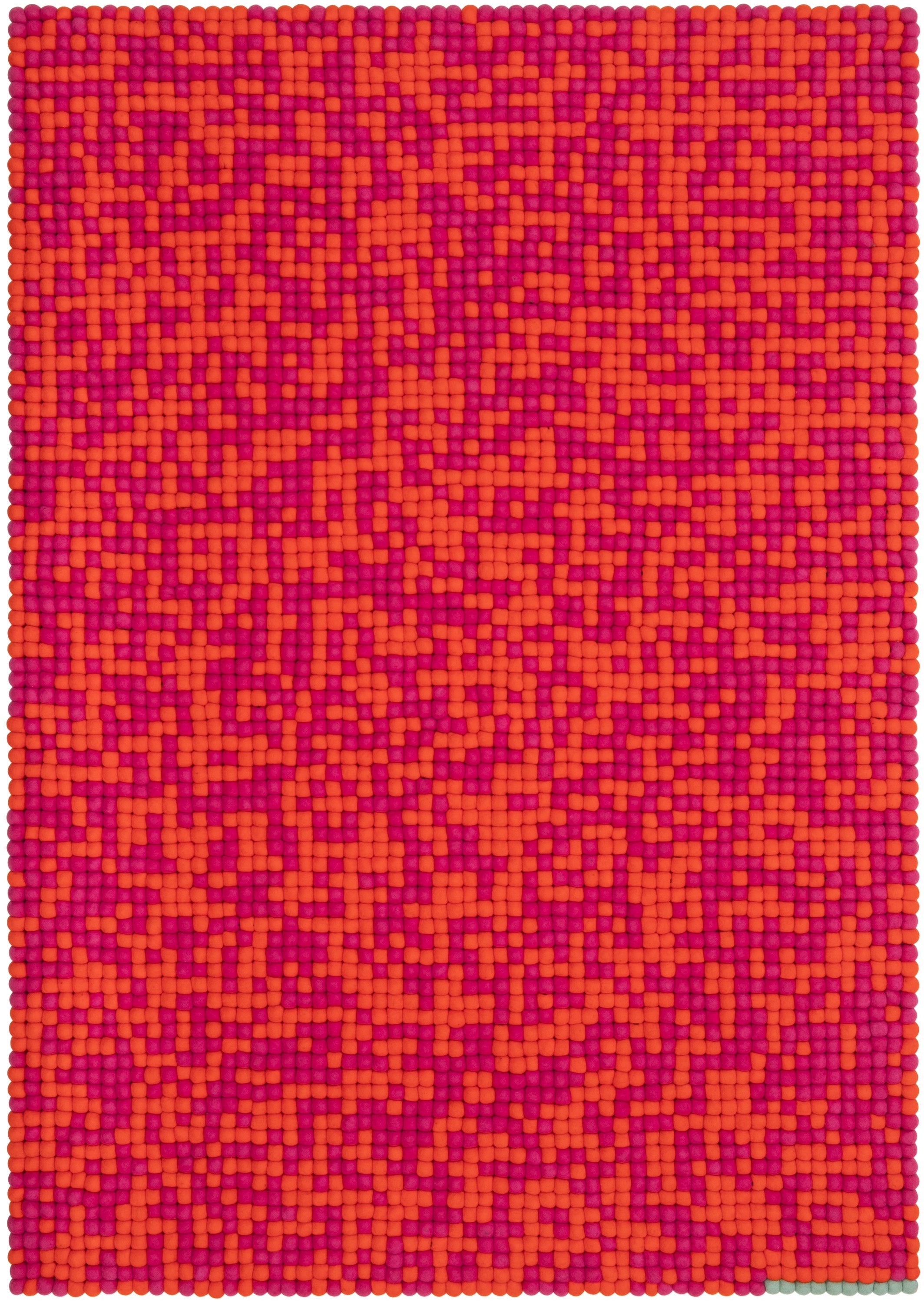 myfelt Lava Filzkugelteppich Beige, Orange aus Schurwolle