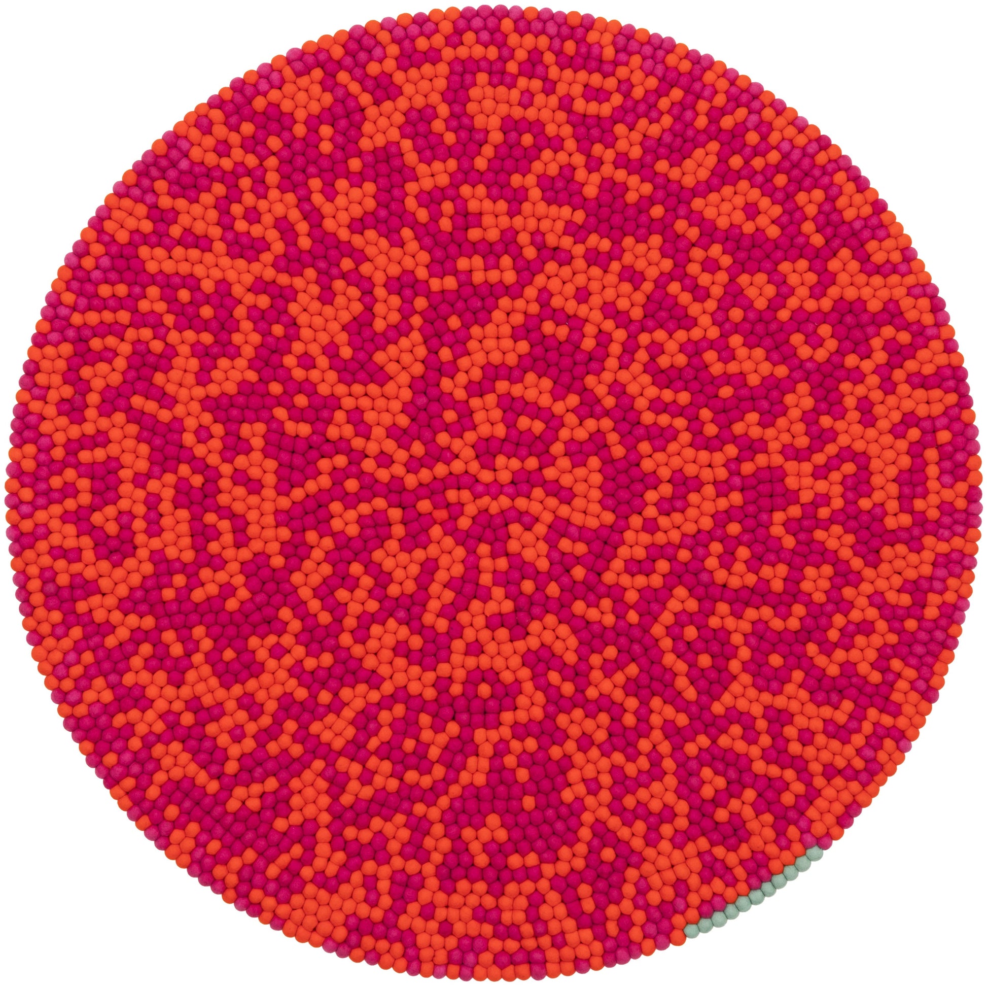 myfelt Lava Filzkugelteppich Beige, Orange aus Schurwolle