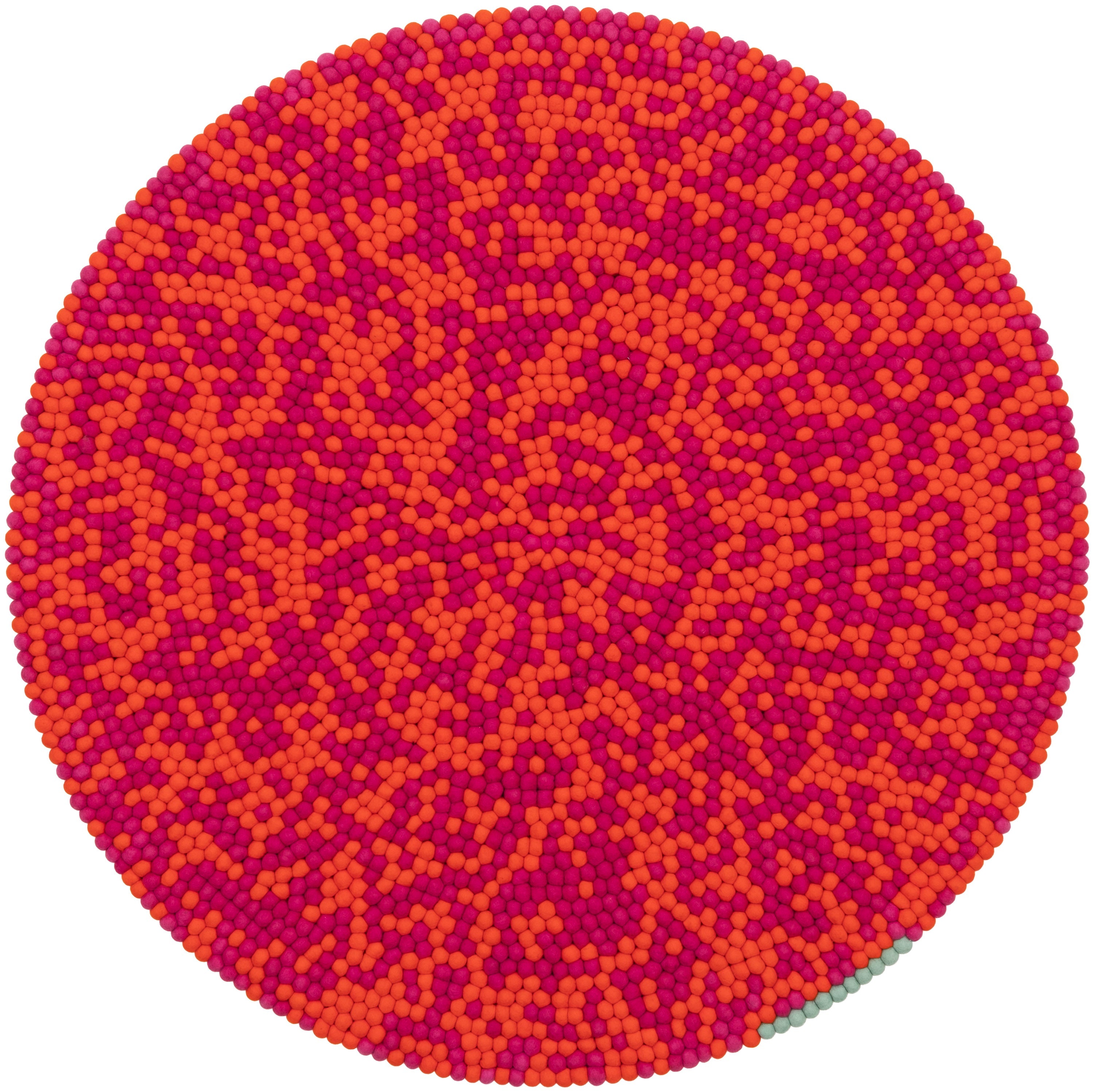 myfelt Lava Filzkugelteppich Beige, Orange aus Schurwolle
