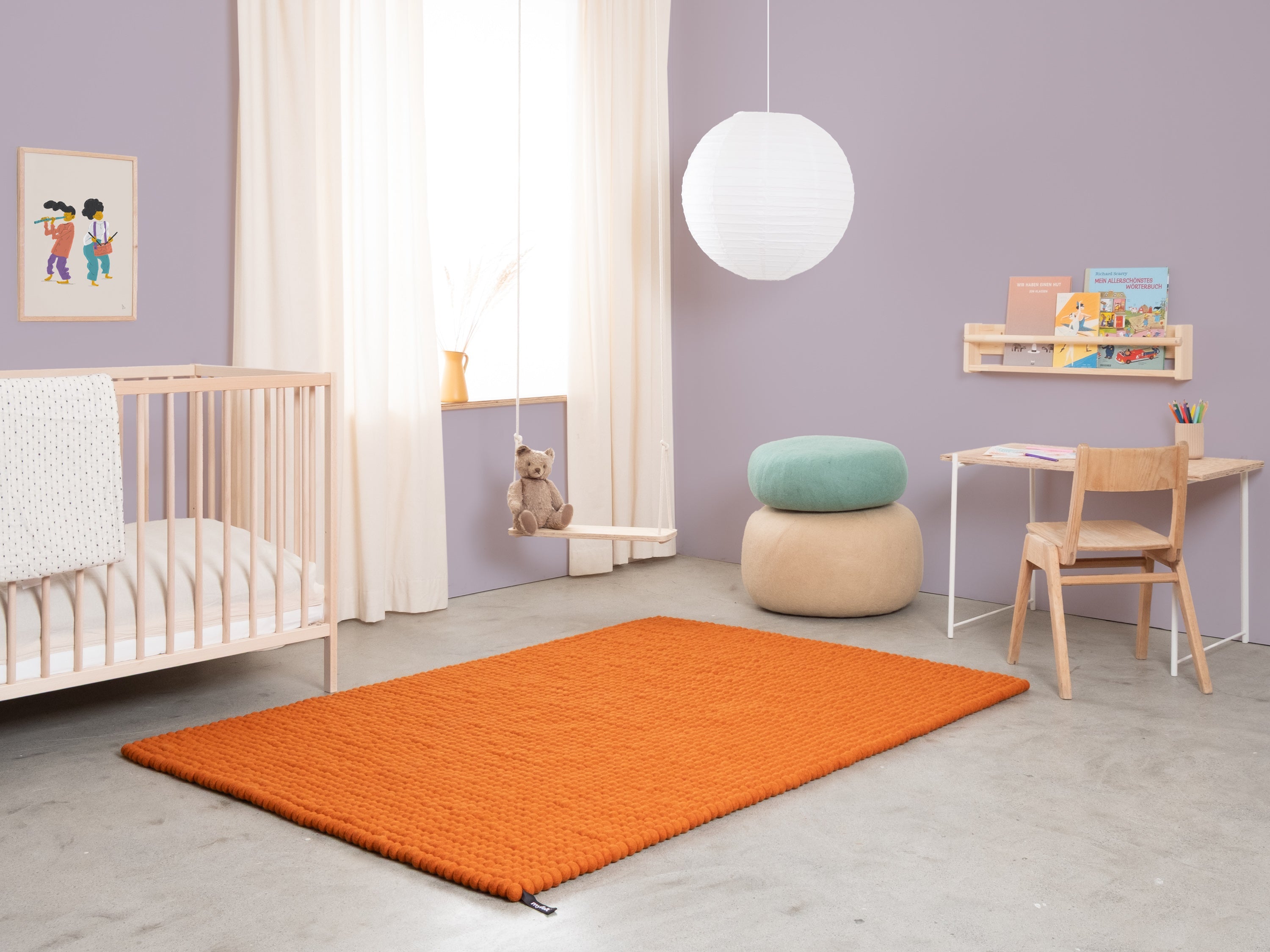 myfelt Afra Filzkugelteppich Orange aus Schurwolle – Bild 2