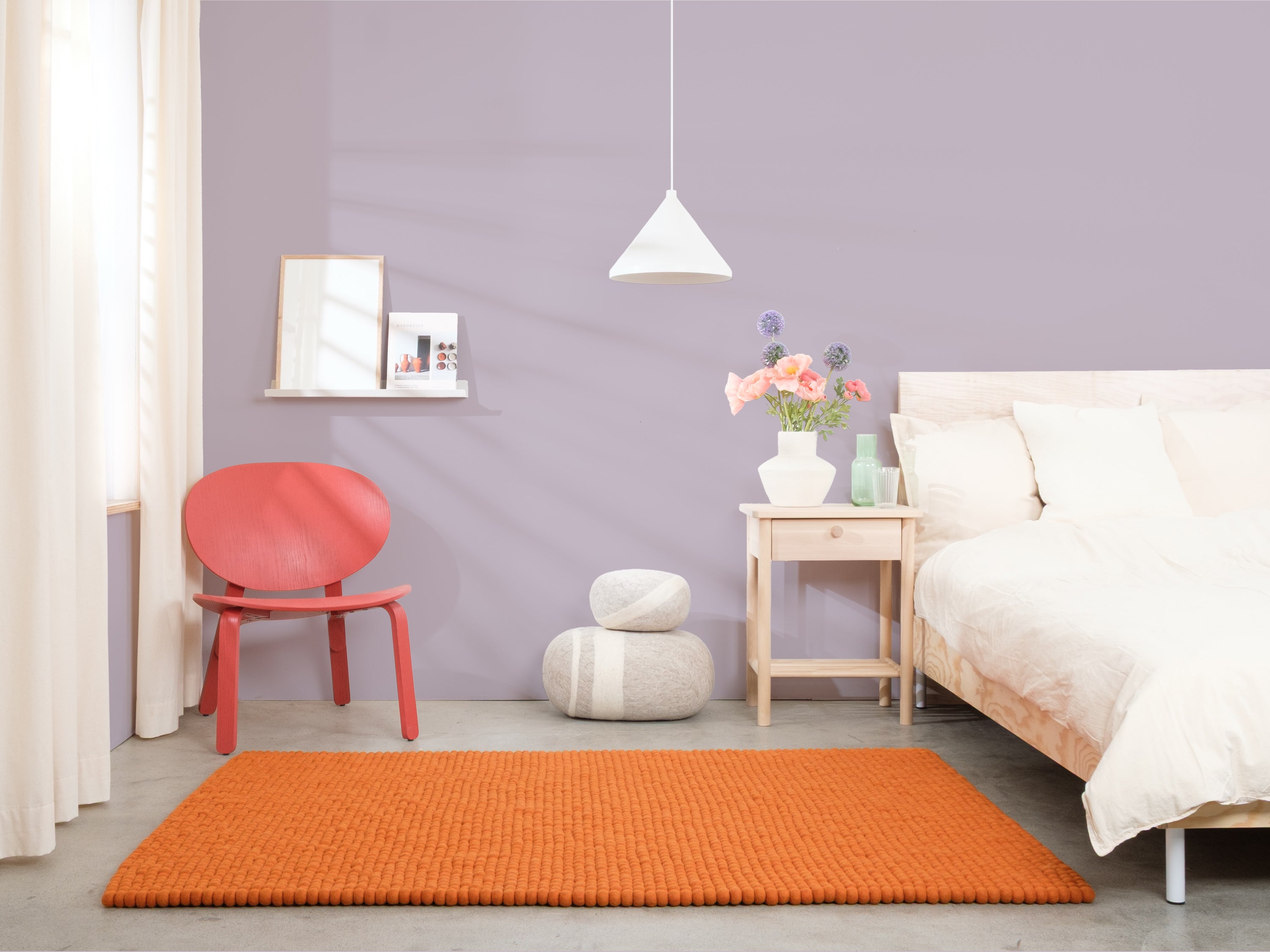 myfelt Afra Filzkugelteppich Orange aus Schurwolle – Bild 4