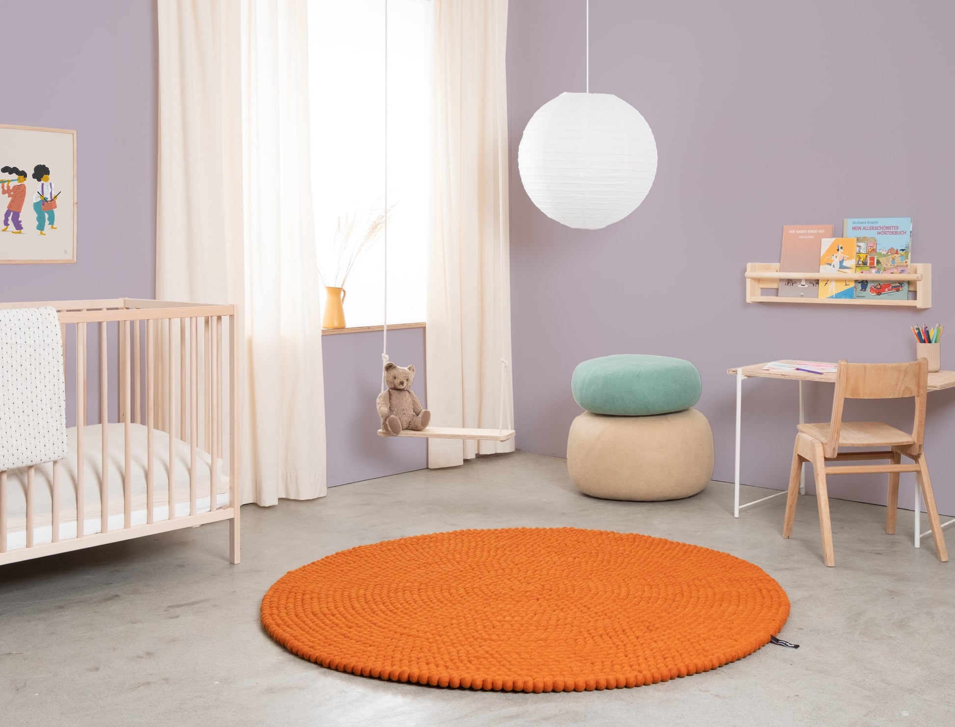 myfelt Afra Filzkugelteppich Orange aus Schurwolle – Bild 2