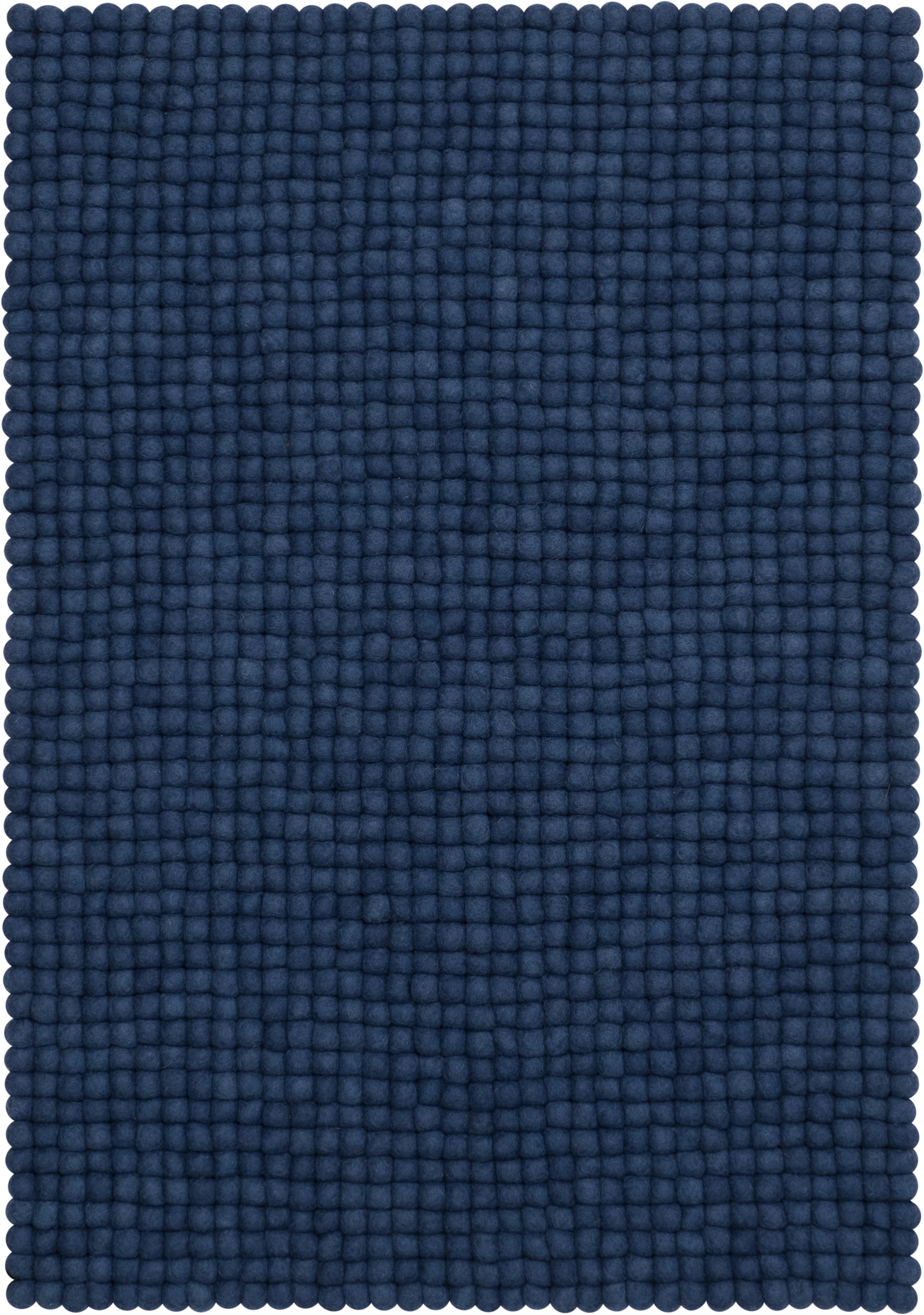 myfelt Alva Filzkugelteppich Blau aus Schurwolle