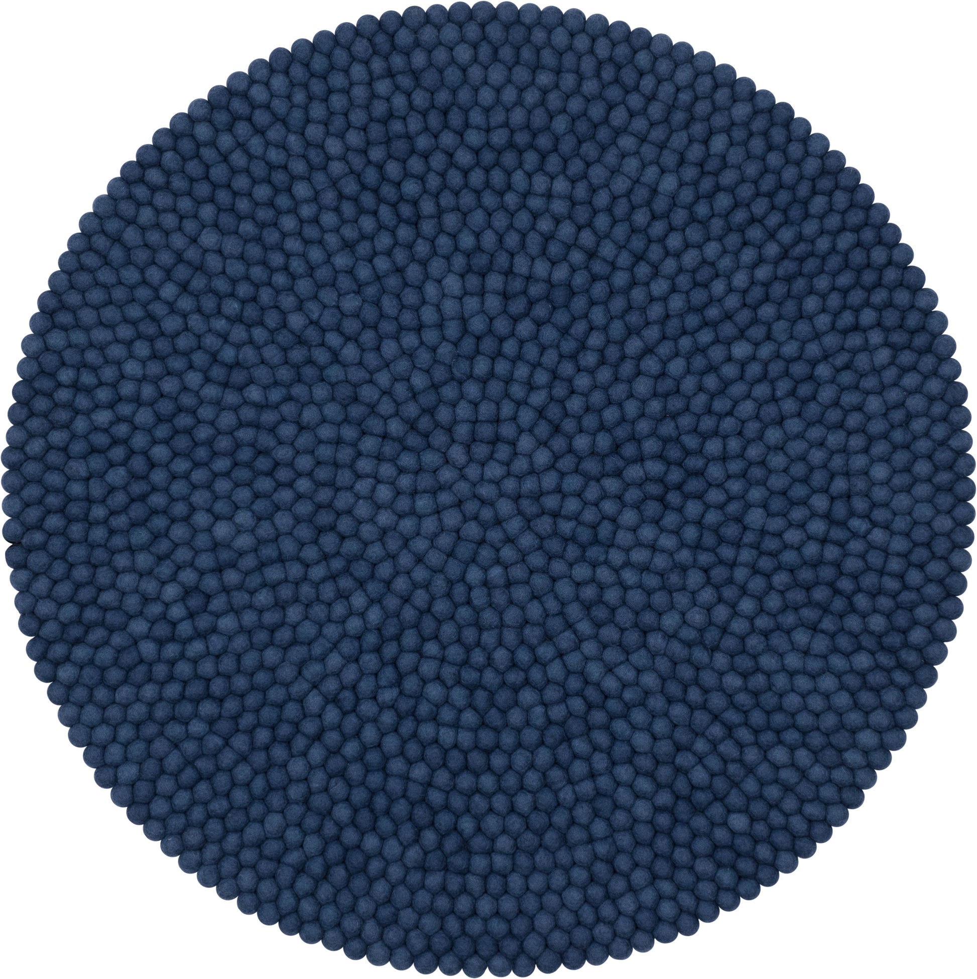 myfelt Alva Filzkugelteppich Blau aus Schurwolle