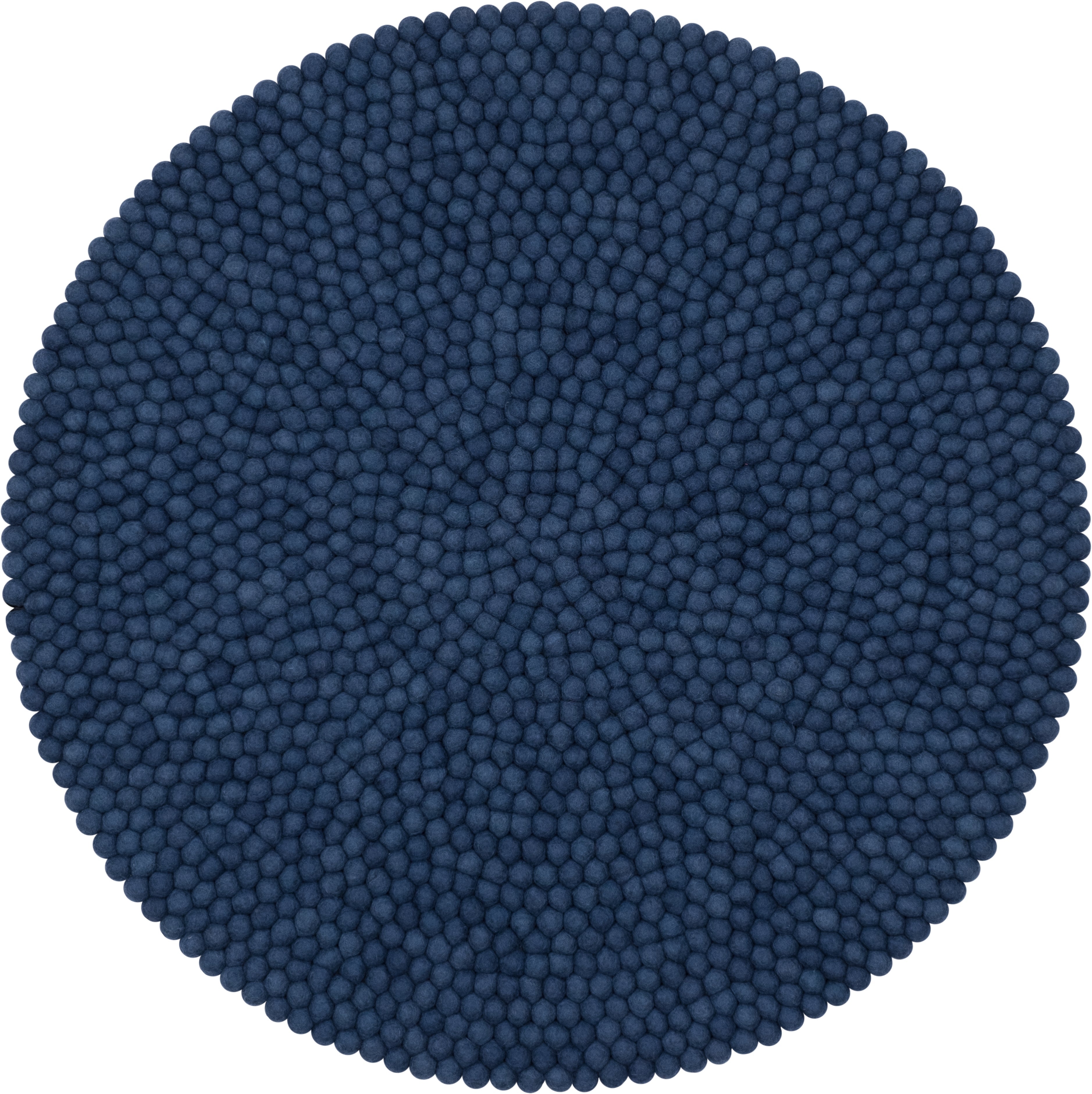 myfelt Alva Filzkugelteppich Blau aus Schurwolle