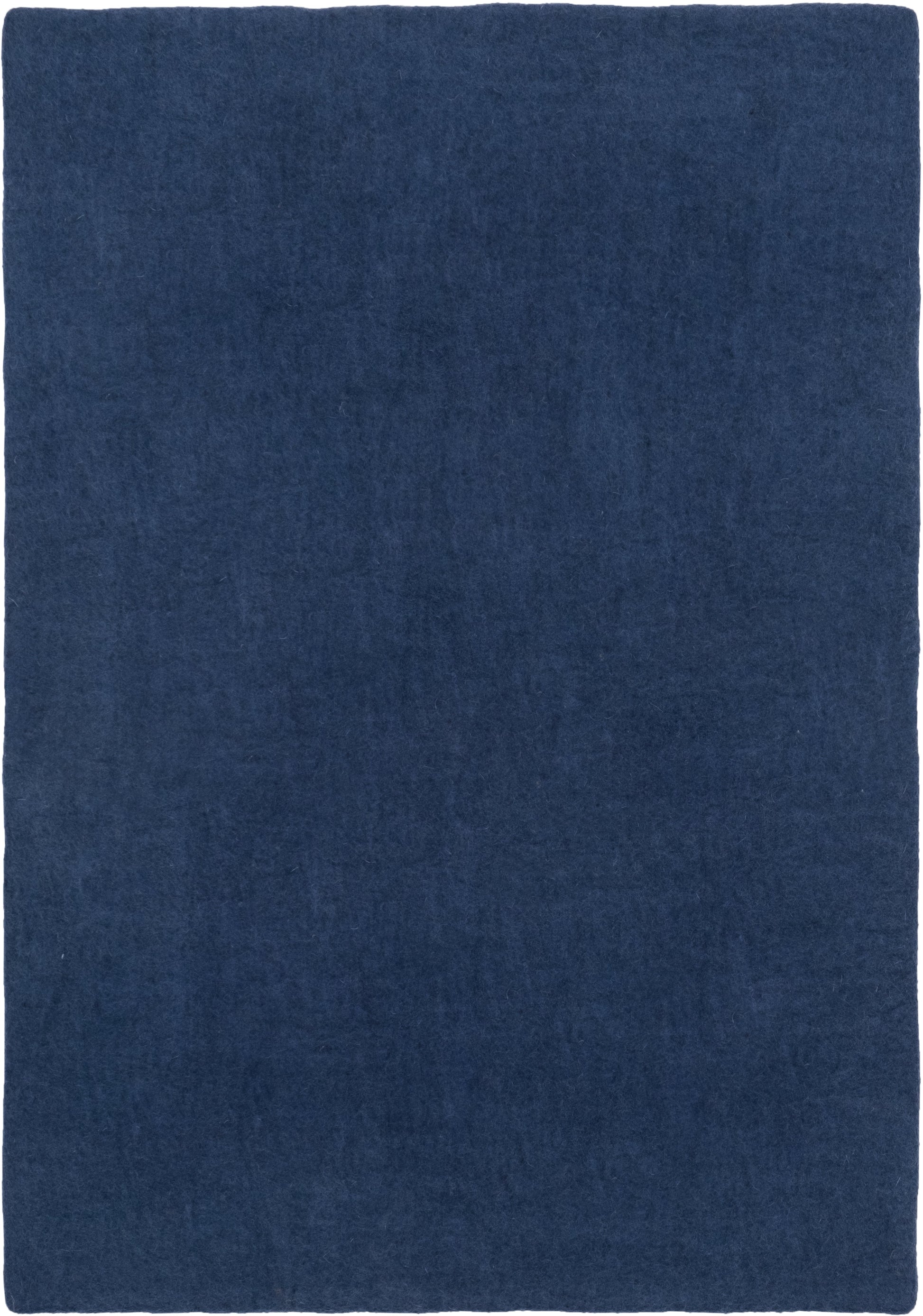 myfelt Alva Filzkugelteppich Blau aus Schurwolle