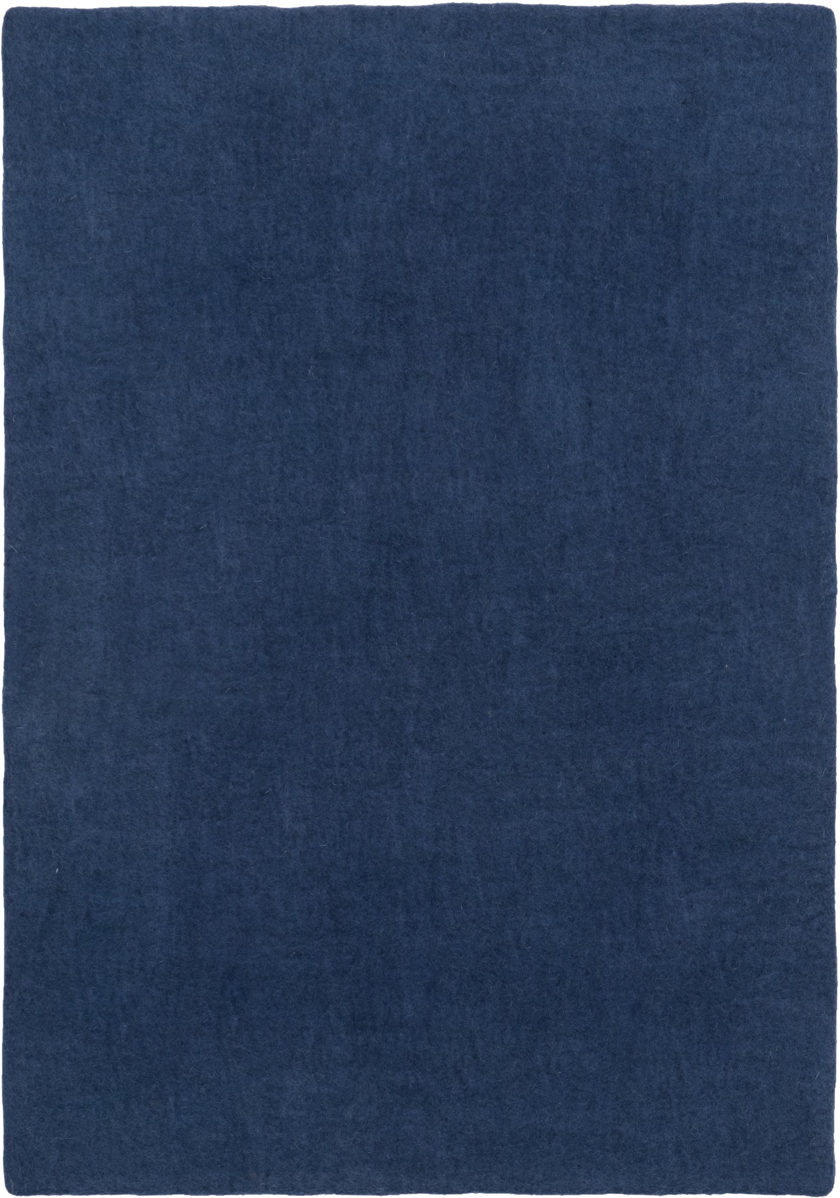 myfelt Alva Filzkugelteppich Blau aus Schurwolle