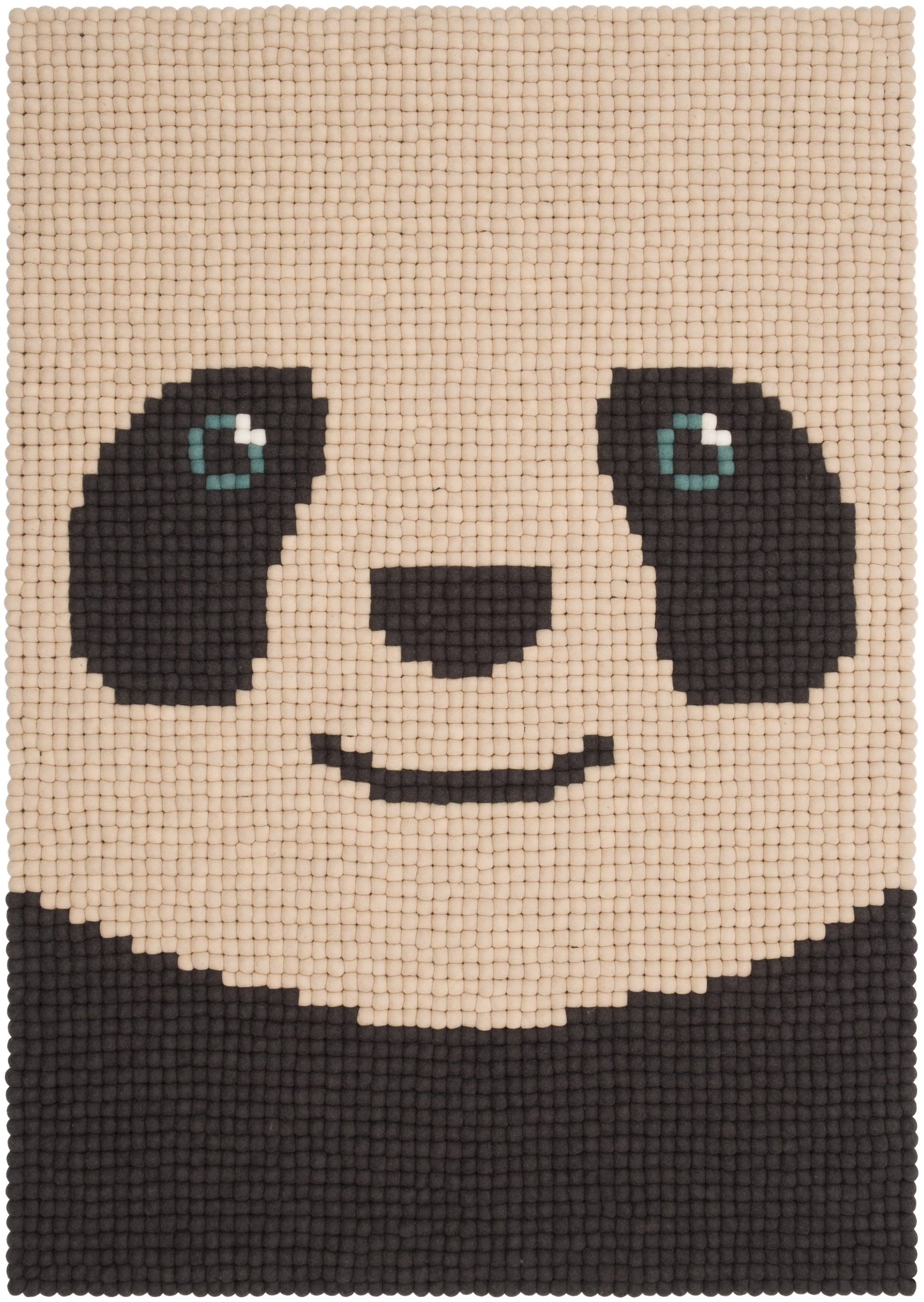 myfelt Bo Filzkugelteppich Weiß, Schwarz aus Schurwolle